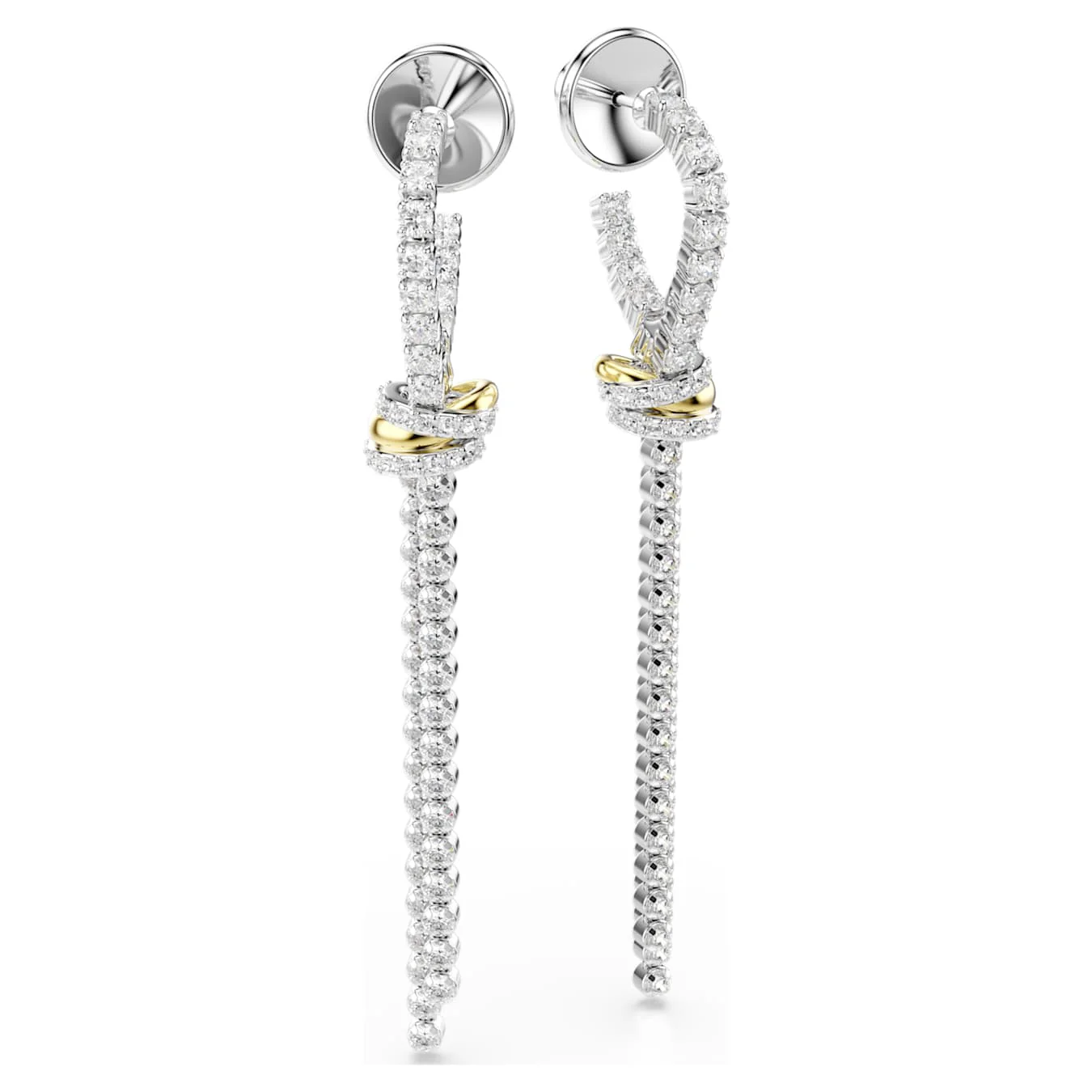 Hyperbola drop earrings Round cut, Knot, White, Mixed metal finish - Image 3