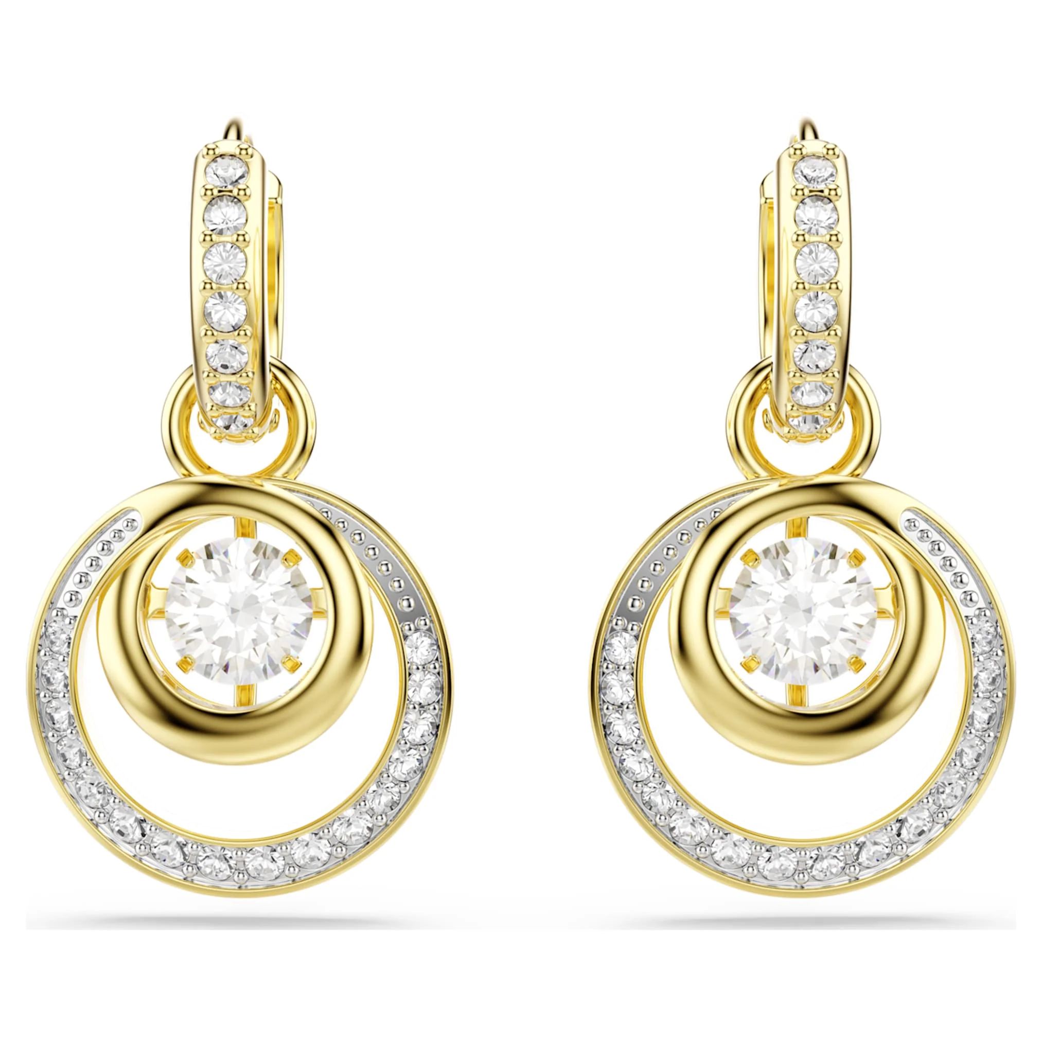 Hyperbola drop earrings Round cut, White, Gold-tone plated - Image 2