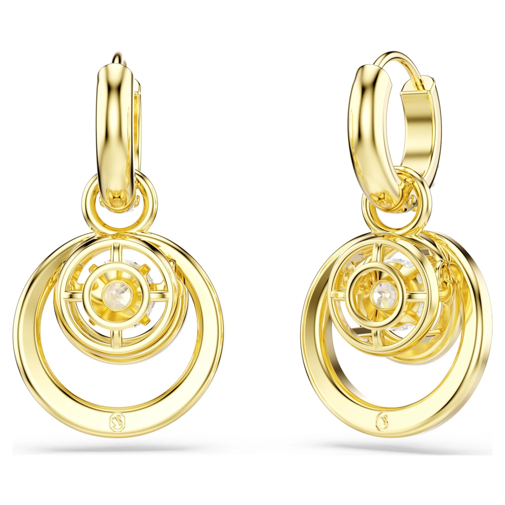 Hyperbola drop earrings Round cut, White, Gold-tone plated - Image 4