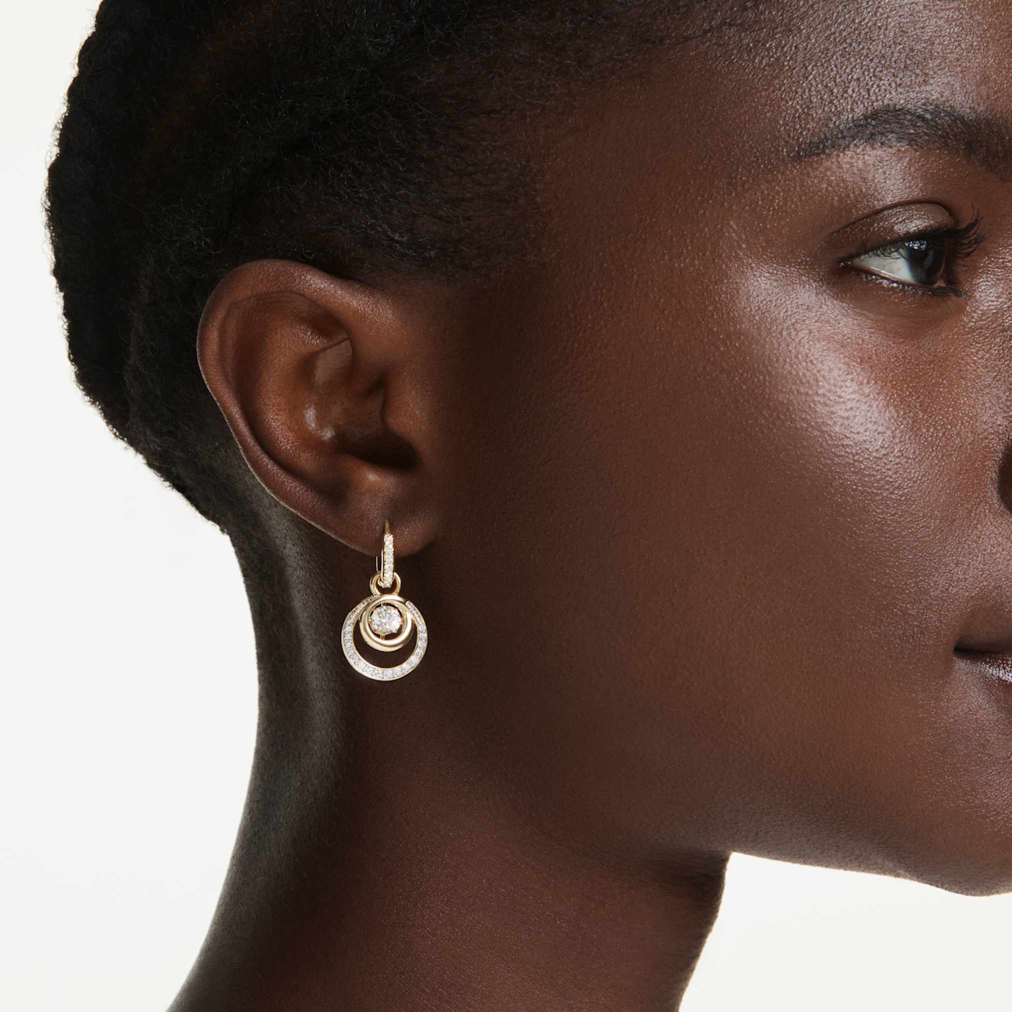 Hyperbola drop earrings Round cut, White, Gold-tone plated - Image 5