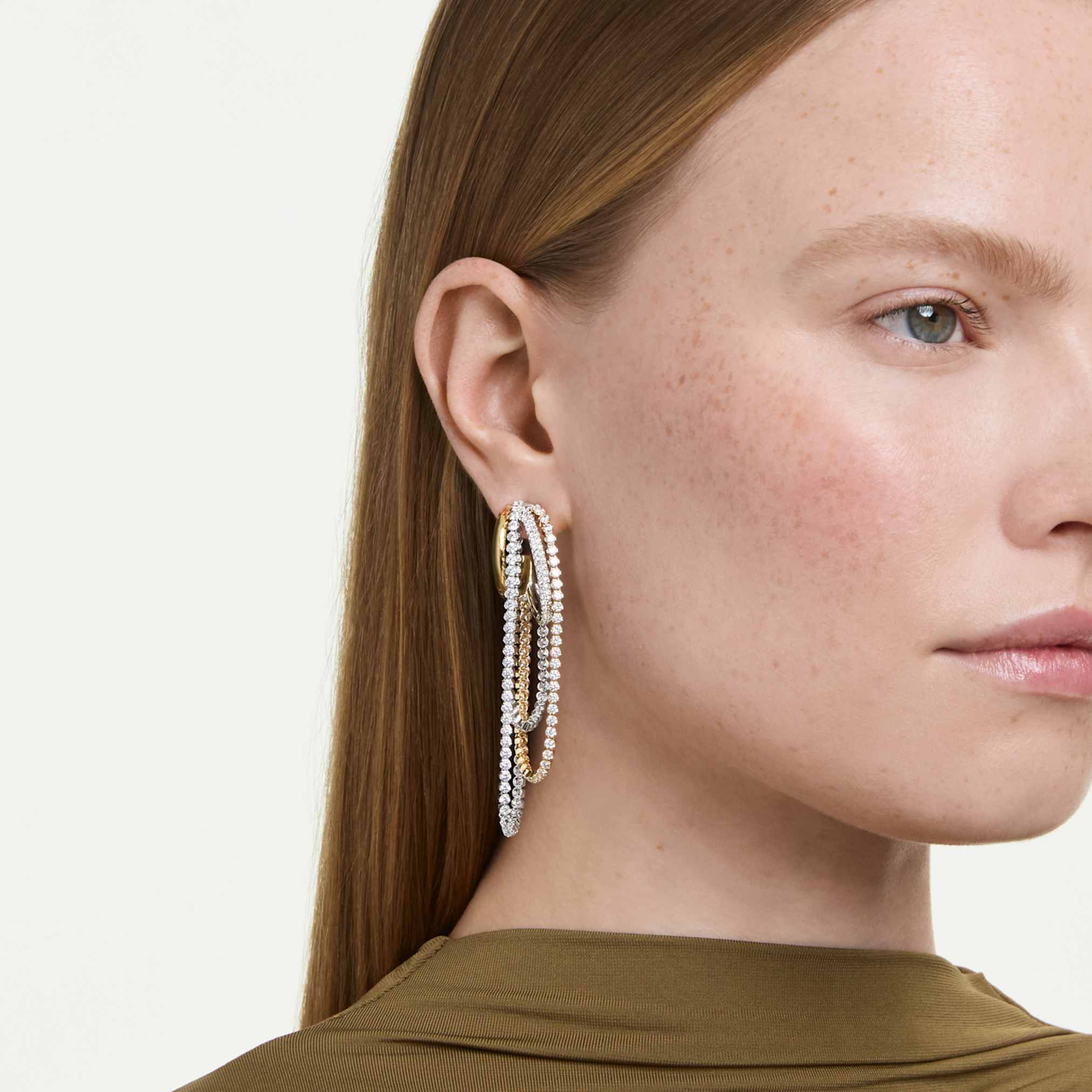 Hyperbola earrings Layered, Round cut, White, Mixed metal finish - Image 5