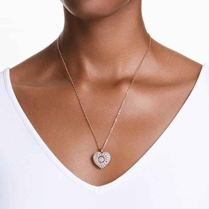 Hyperbola pendant Heart, White, Rose gold-tone plated - Image 5