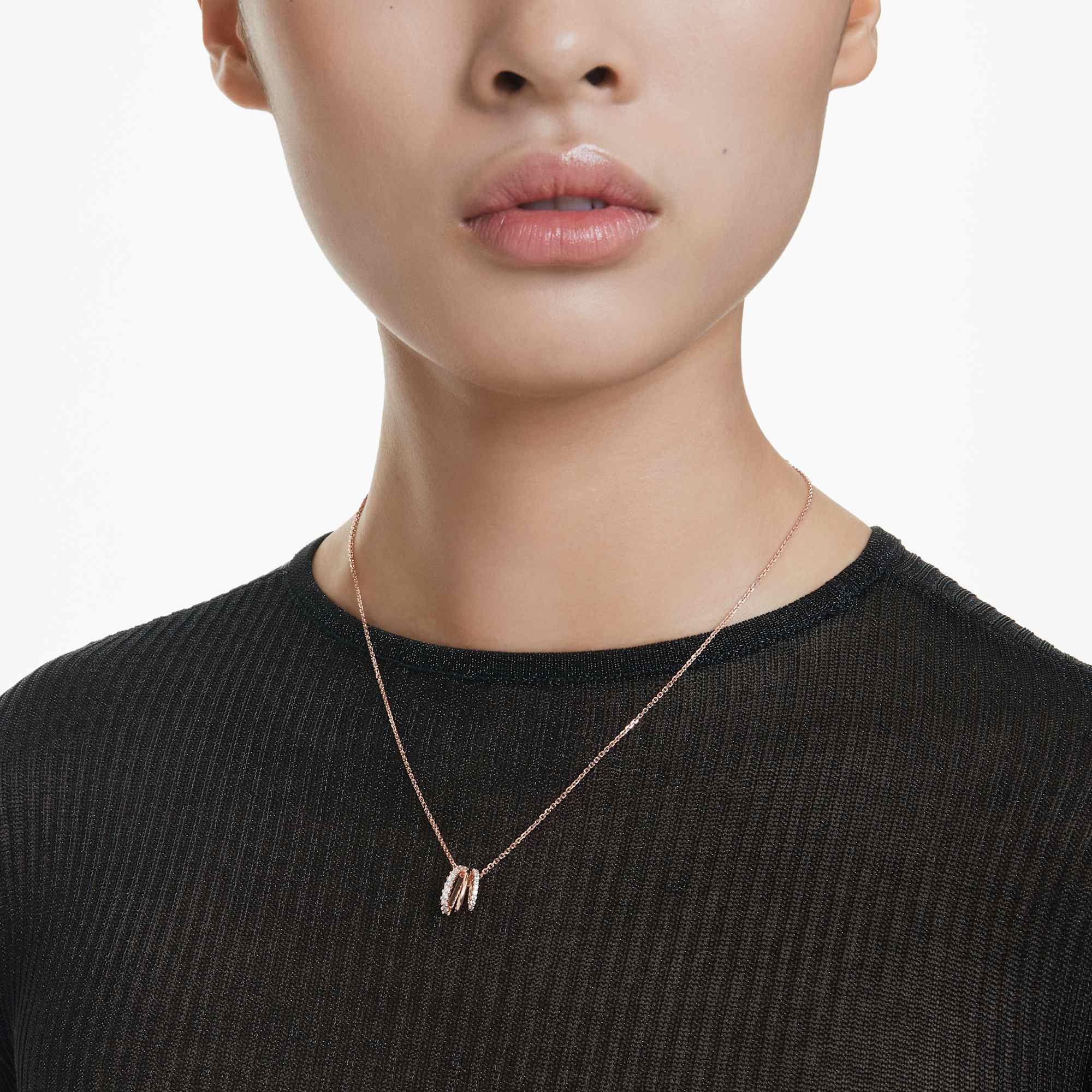 Hyperbola pendant Mixed cuts, White, Rose gold-tone plated - Image 5