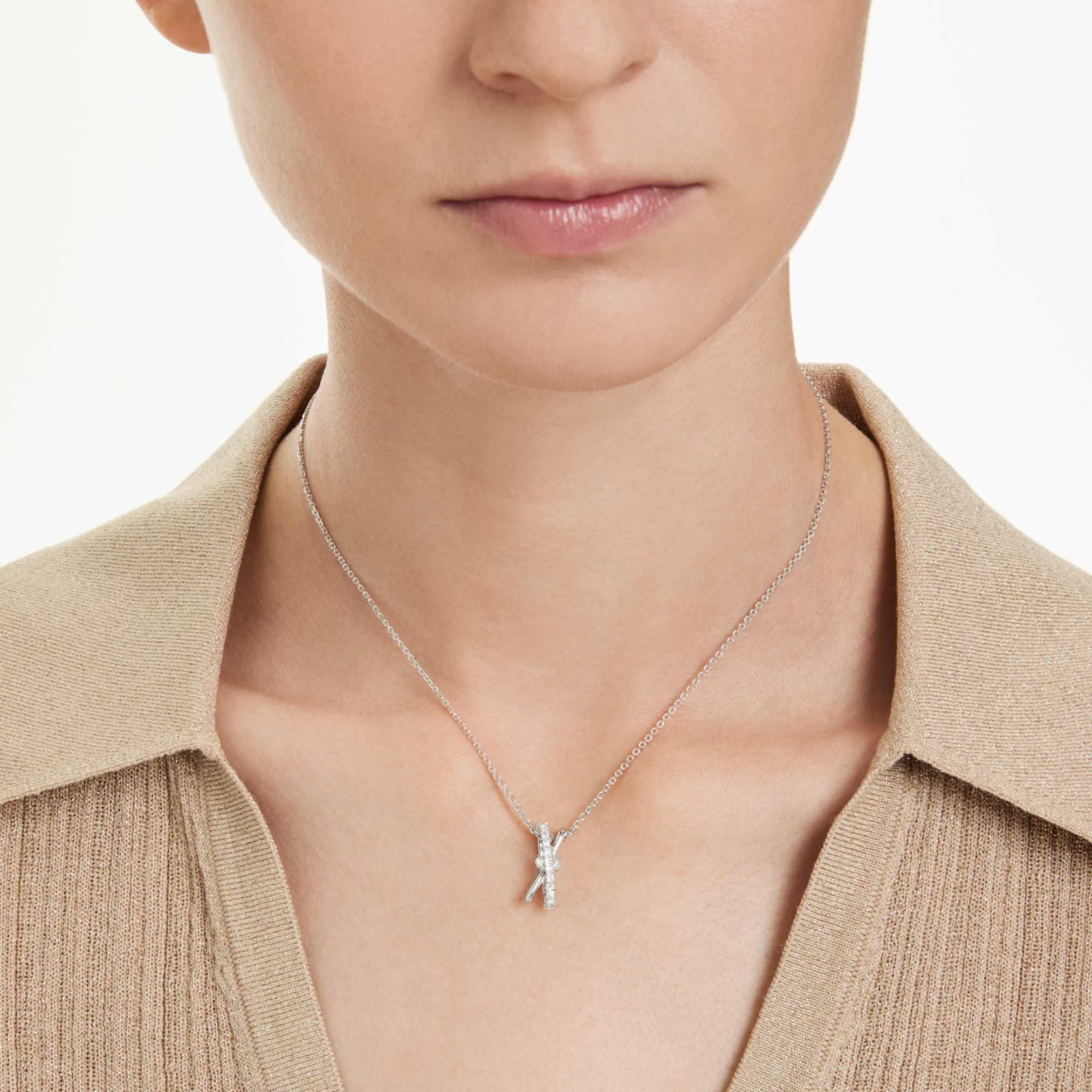 Hyperbola pendant Round cut, White, Rhodium plated - Image 6