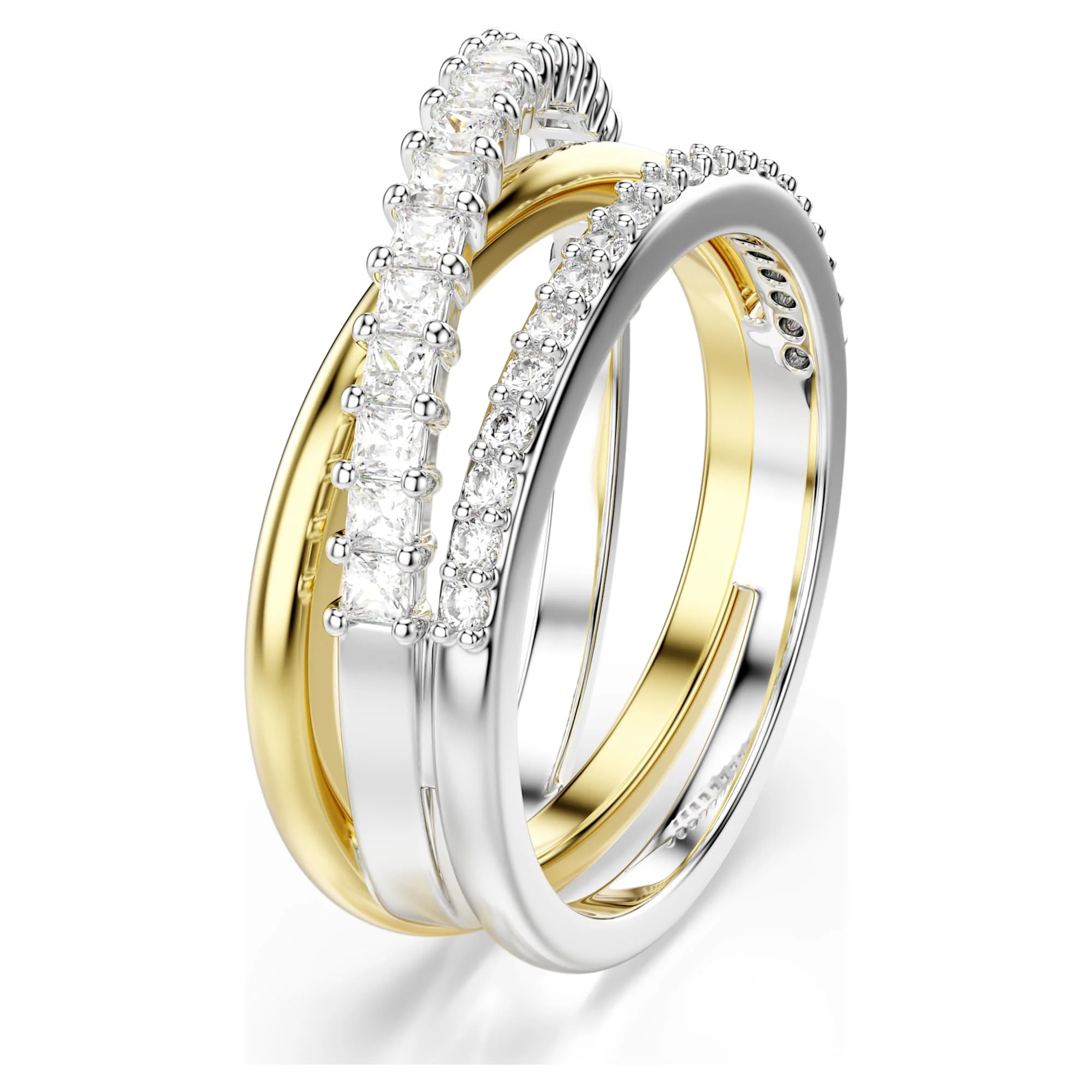 Hyperbola ring Mixed cuts, White, Mixed metal finish - Image 2