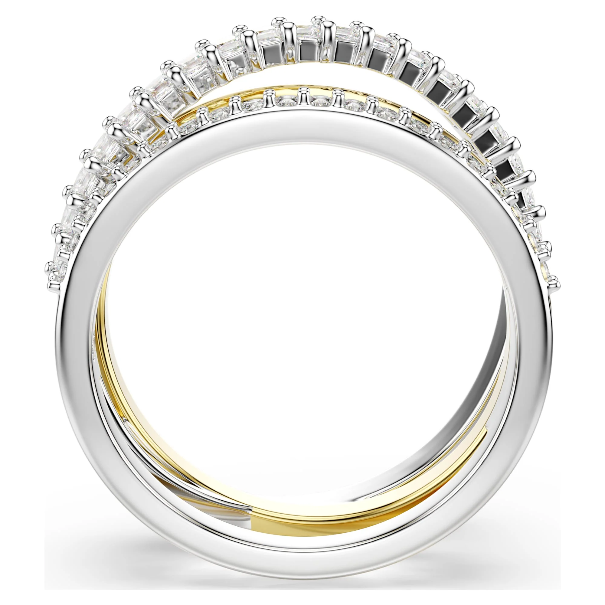 Hyperbola ring Mixed cuts, White, Mixed metal finish - Image 3