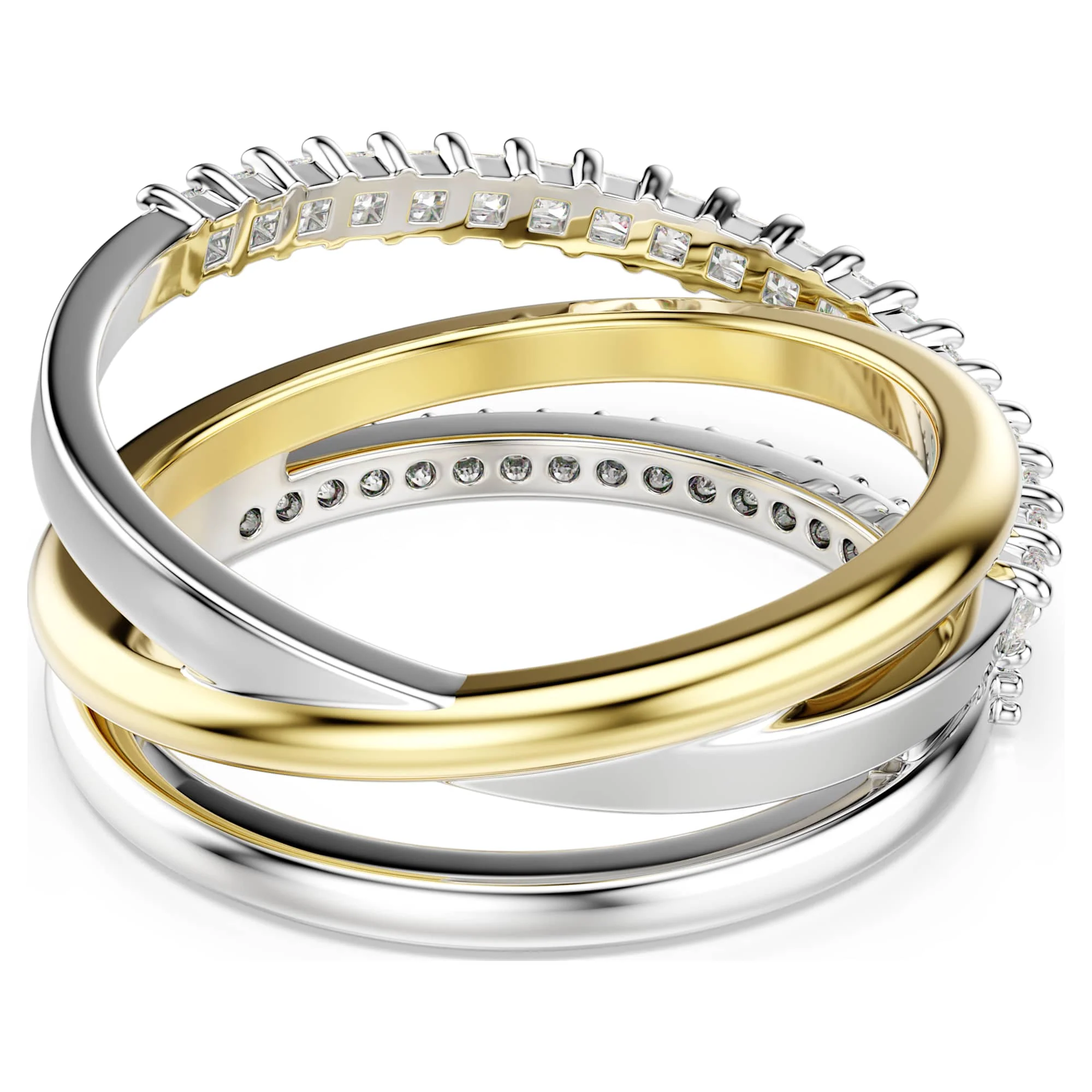 Hyperbola ring Mixed cuts, White, Mixed metal finish - Image 4