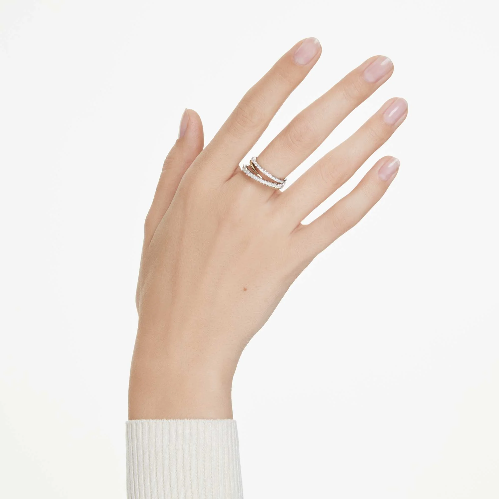 Hyperbola ring Mixed cuts, White, Mixed metal finish - Image 5