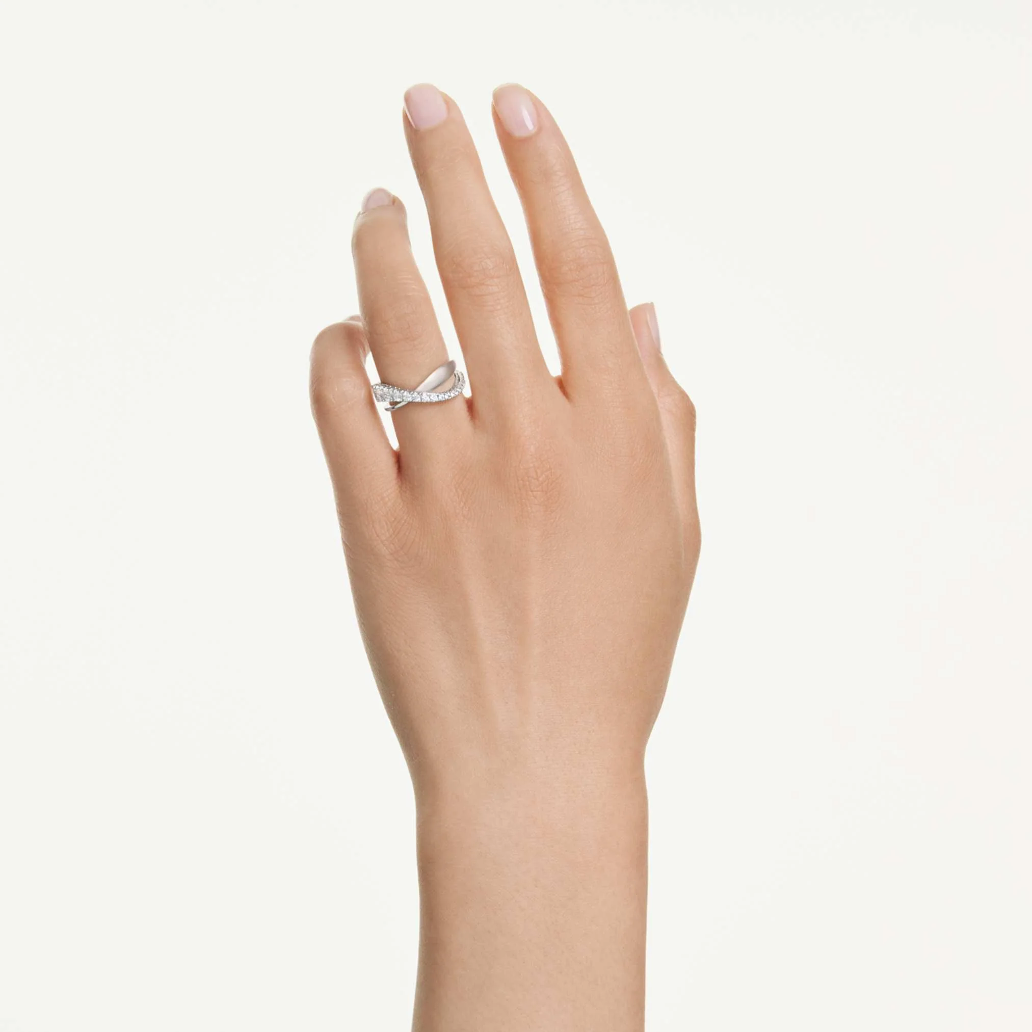 Hyperbola ring Mixed cuts, White, Silver-tone finish - Image 5