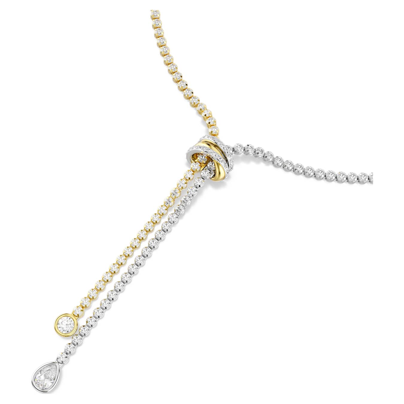 Hyperbola Y necklace Round cut, Knot, White, Mixed metal finish - Image 2