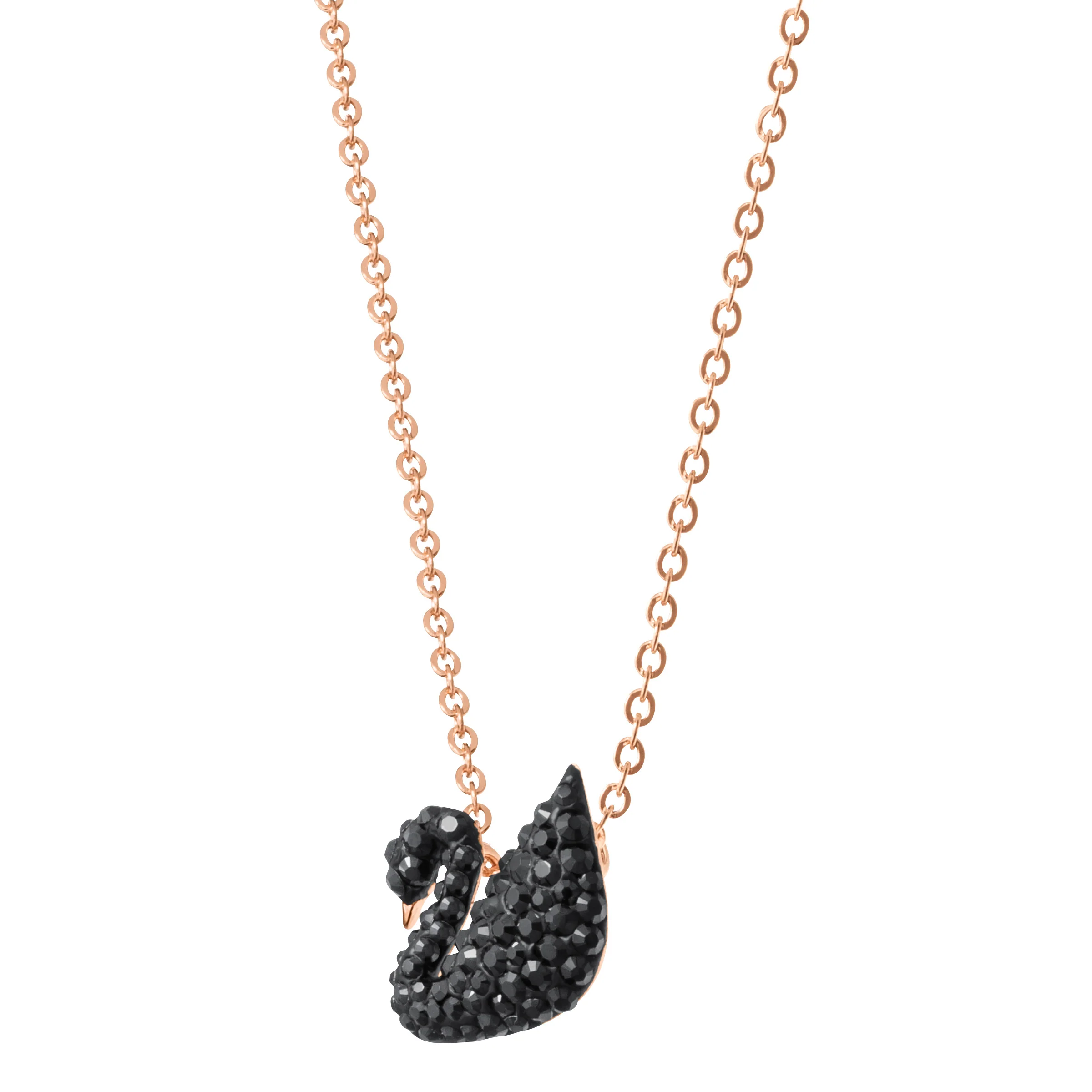 ICONIC SWAN PENDANT, BLACK, ROSE-GOLD TONE PLATED - Image 2