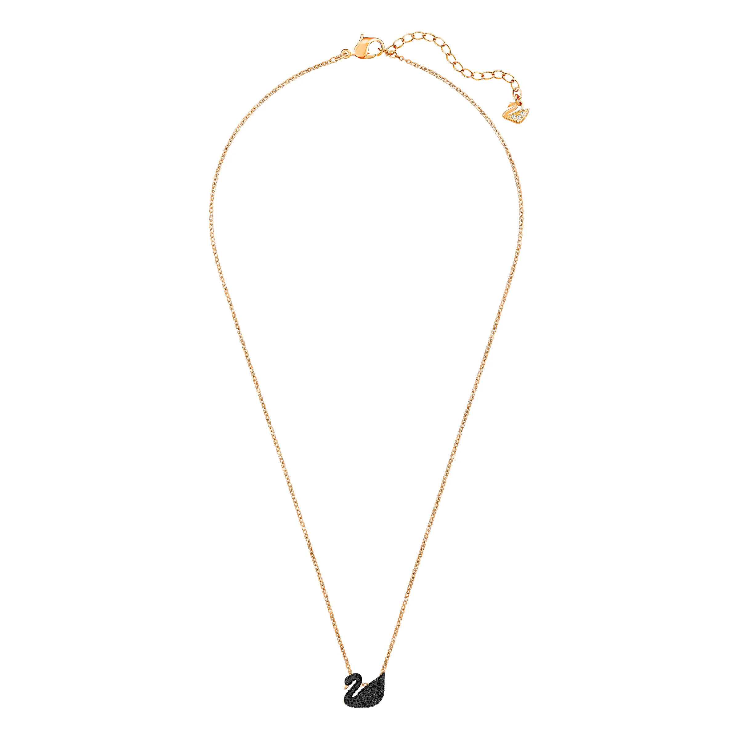 ICONIC SWAN PENDANT, BLACK, ROSE-GOLD TONE PLATED - Image 3