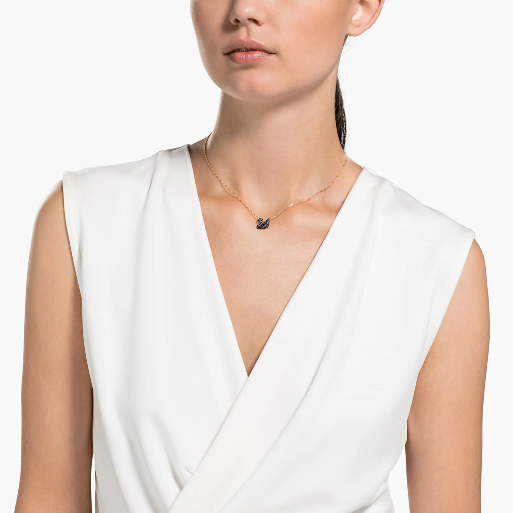 ICONIC SWAN PENDANT, BLACK, ROSE-GOLD TONE PLATED - Image 5