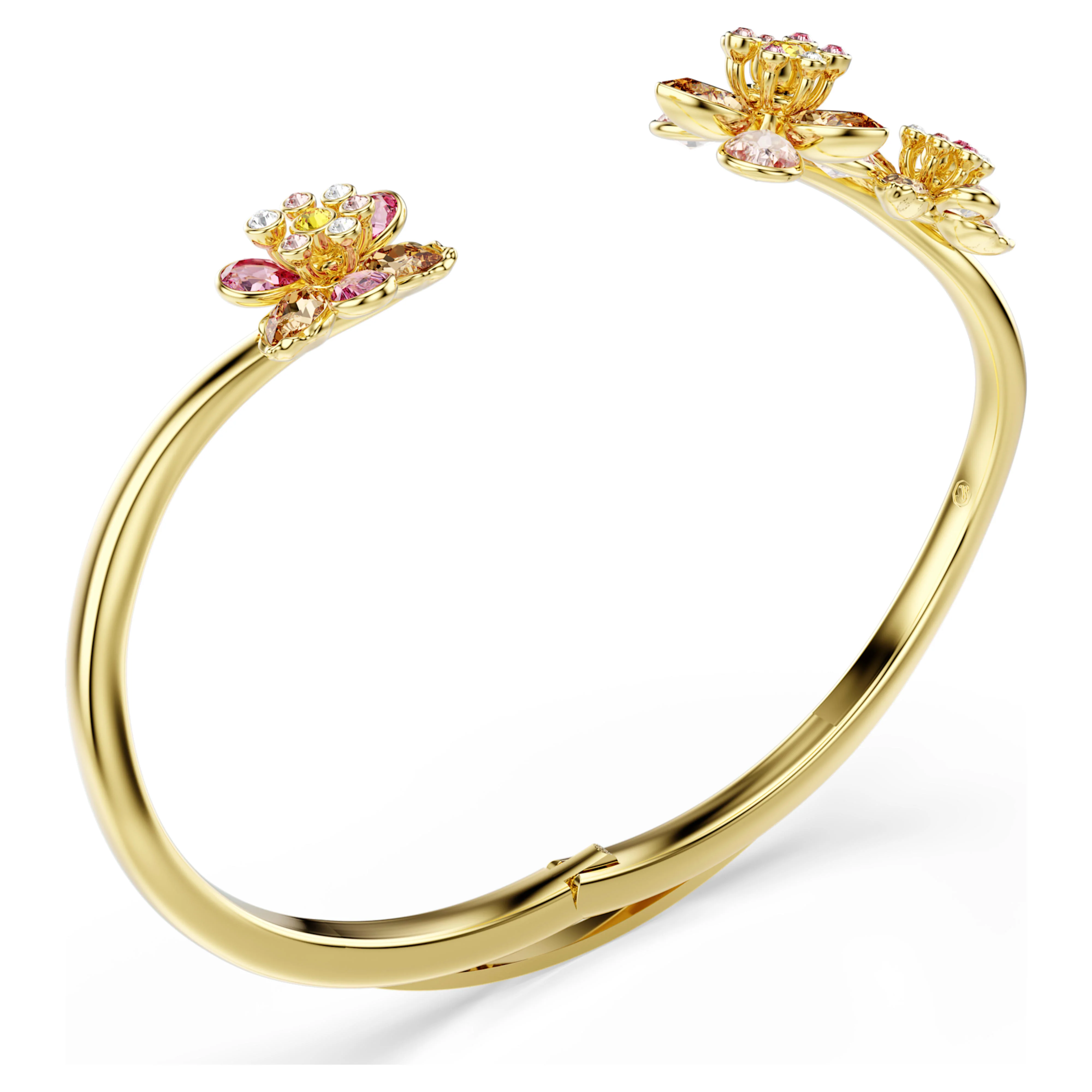 Idyllia bangle Mixed cuts, Flower, Multicolored, Gold-tone plated - Image 3