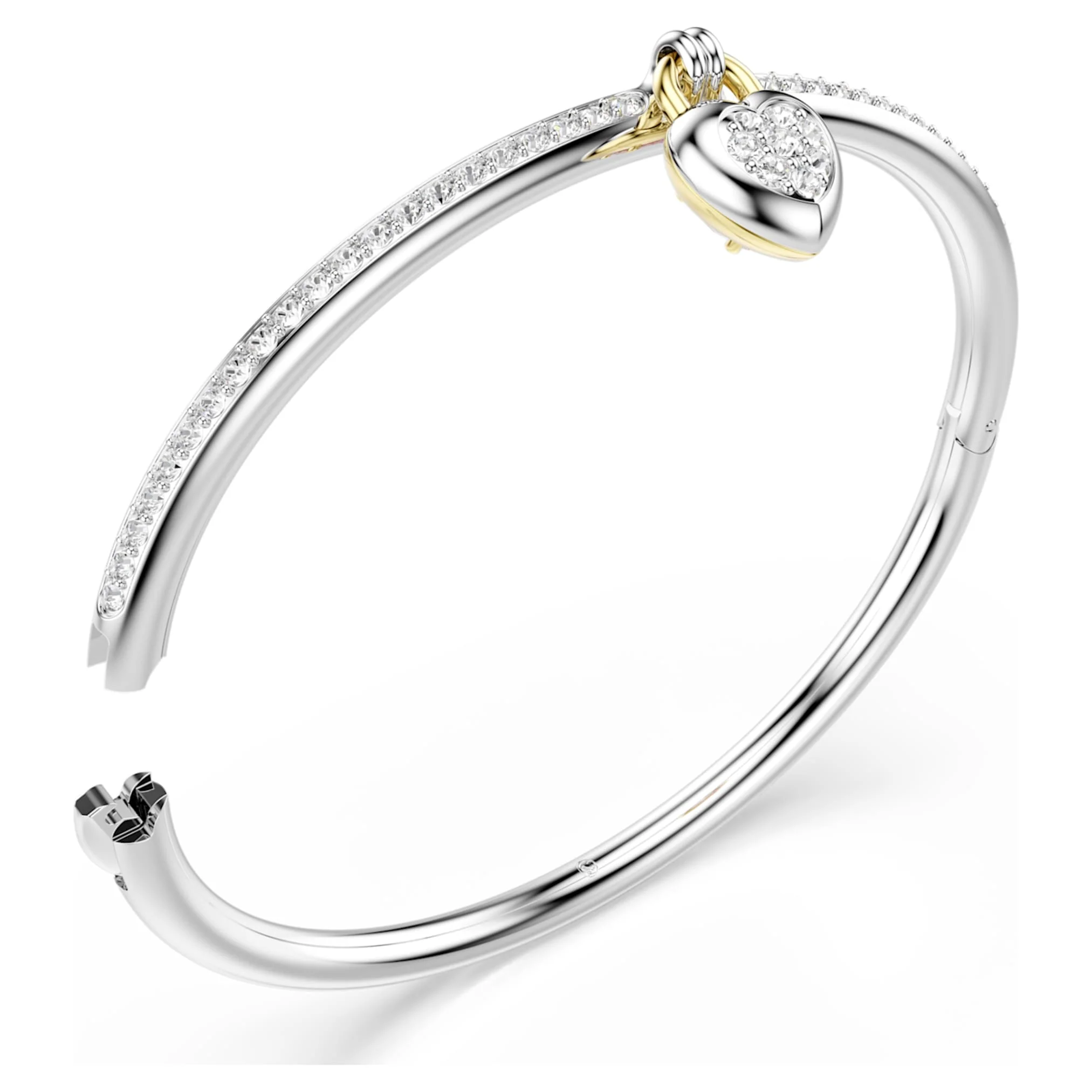Idyllia bangle Mixed cuts, Heart, Pink, Mixed metal finish - Image 3