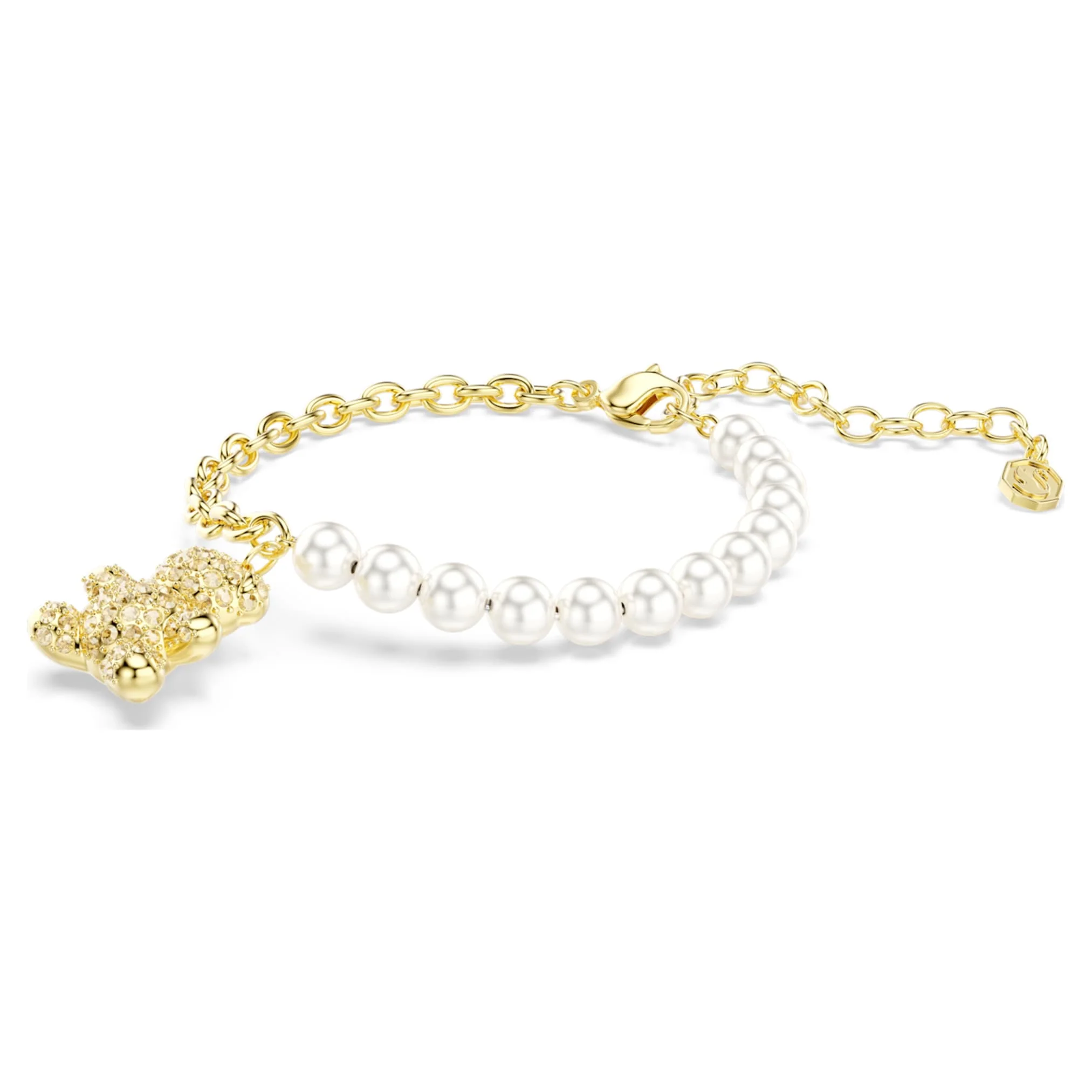 Idyllia bracelet Crystal pearl, Round cut, Teddy, Gold tone, Gold-tone plated - Image 2