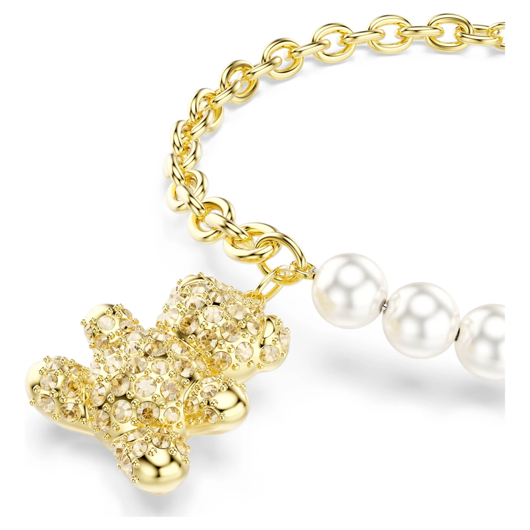Idyllia bracelet Crystal pearl, Round cut, Teddy, Gold tone, Gold-tone plated - Image 4