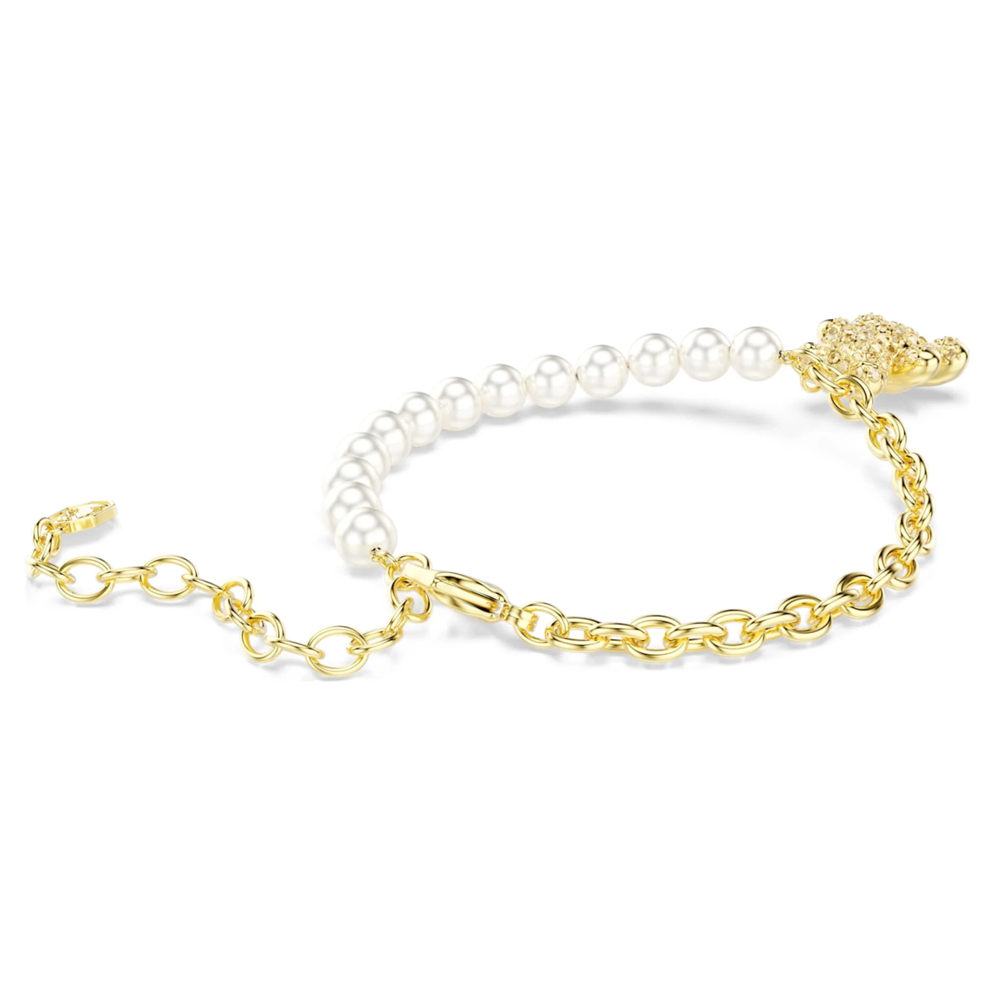 Idyllia bracelet Crystal pearl, Round cut, Teddy, Gold tone, Gold-tone plated - Image 5