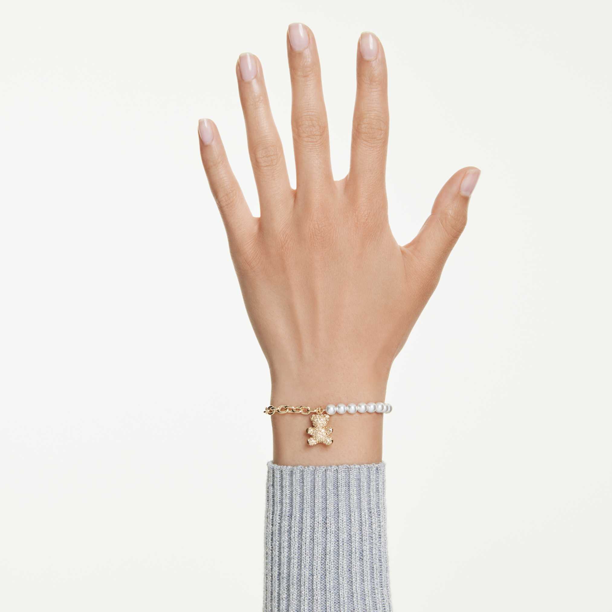 Idyllia bracelet Crystal pearl, Round cut, Teddy, Gold tone, Gold-tone plated - Image 6