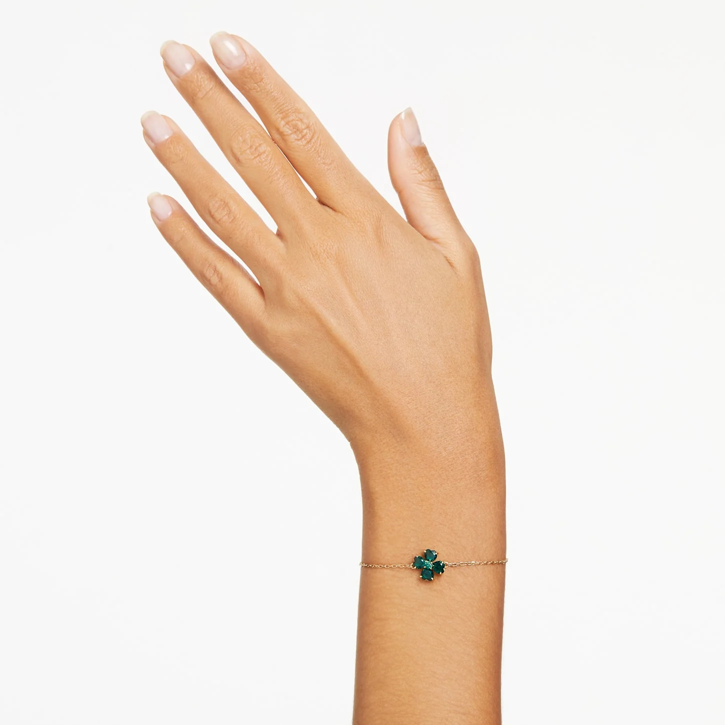 Idyllia bracelet Mixed cuts, Clover, Green, Gold-tone plated - Image 5