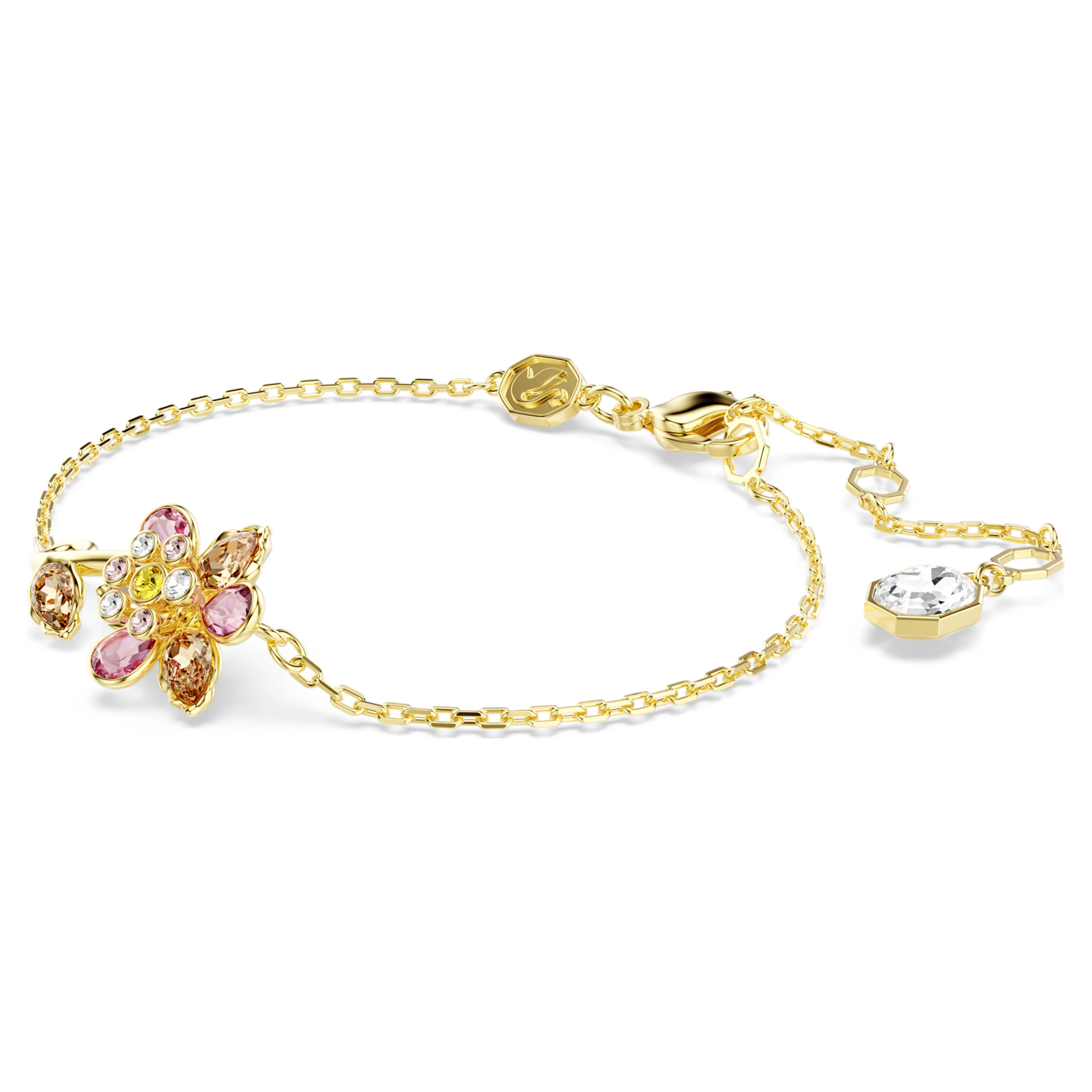 Idyllia bracelet Mixed cuts, Flower, Multicolored, Gold-tone plated - Image 2