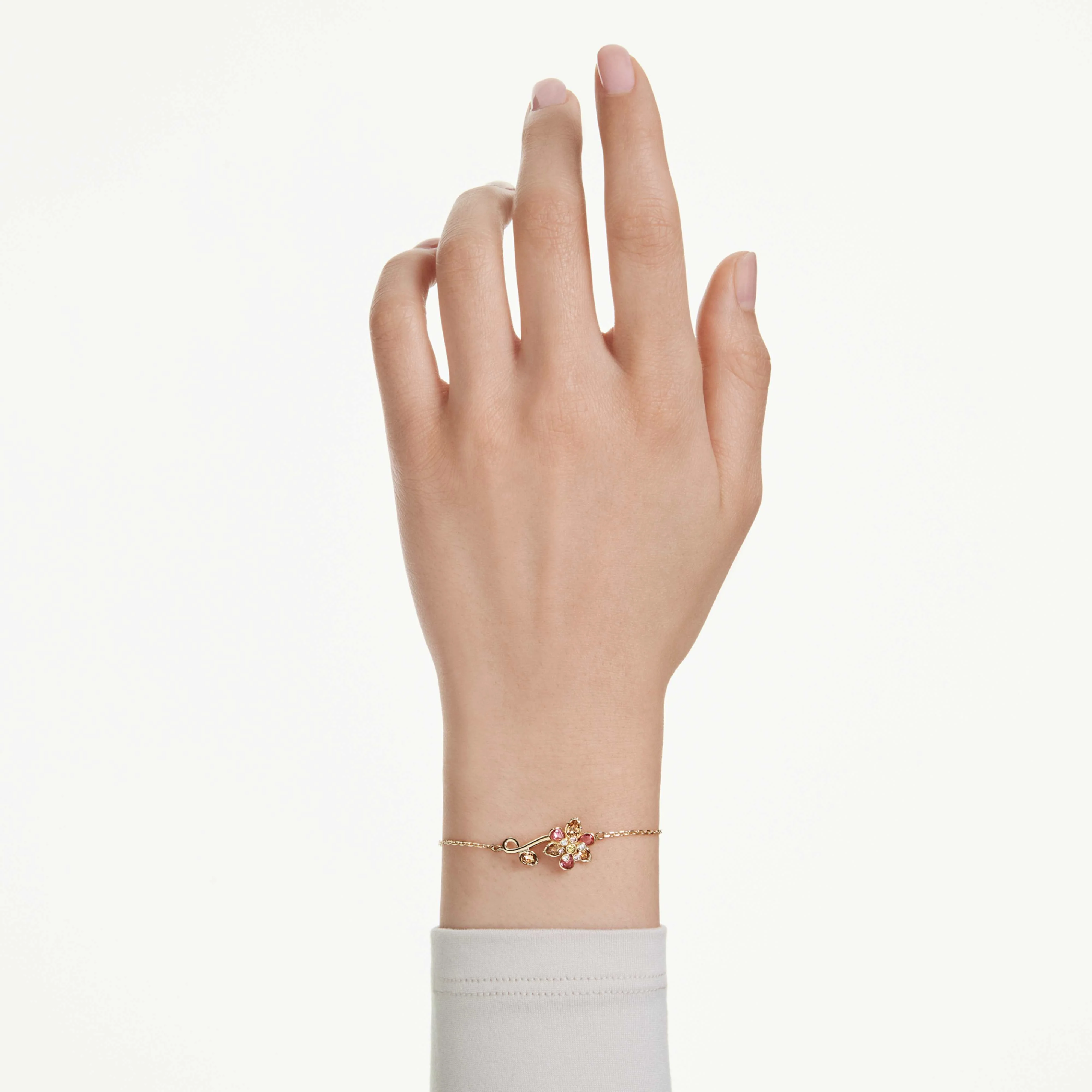 Idyllia bracelet Mixed cuts, Flower, Multicolored, Gold-tone plated - Image 6
