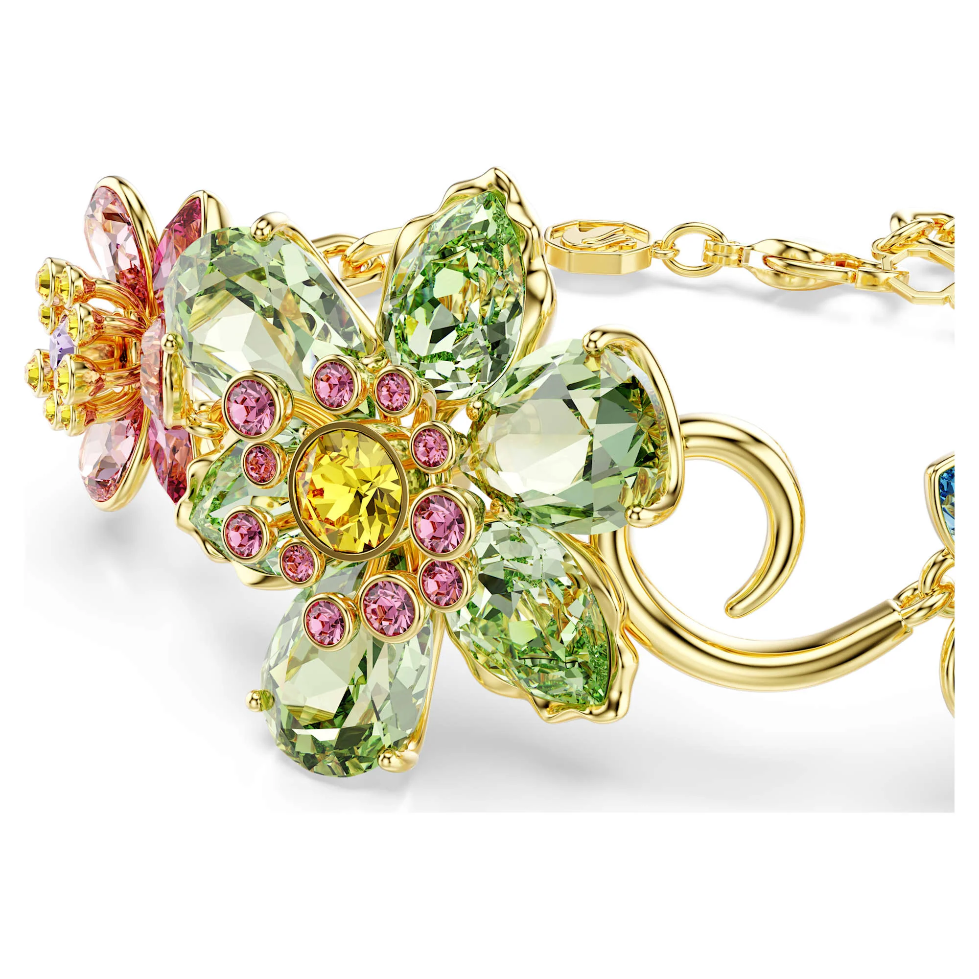 Idyllia bracelet Mixed cuts, Flower, Multicolored, Gold-tone plated - Image 4