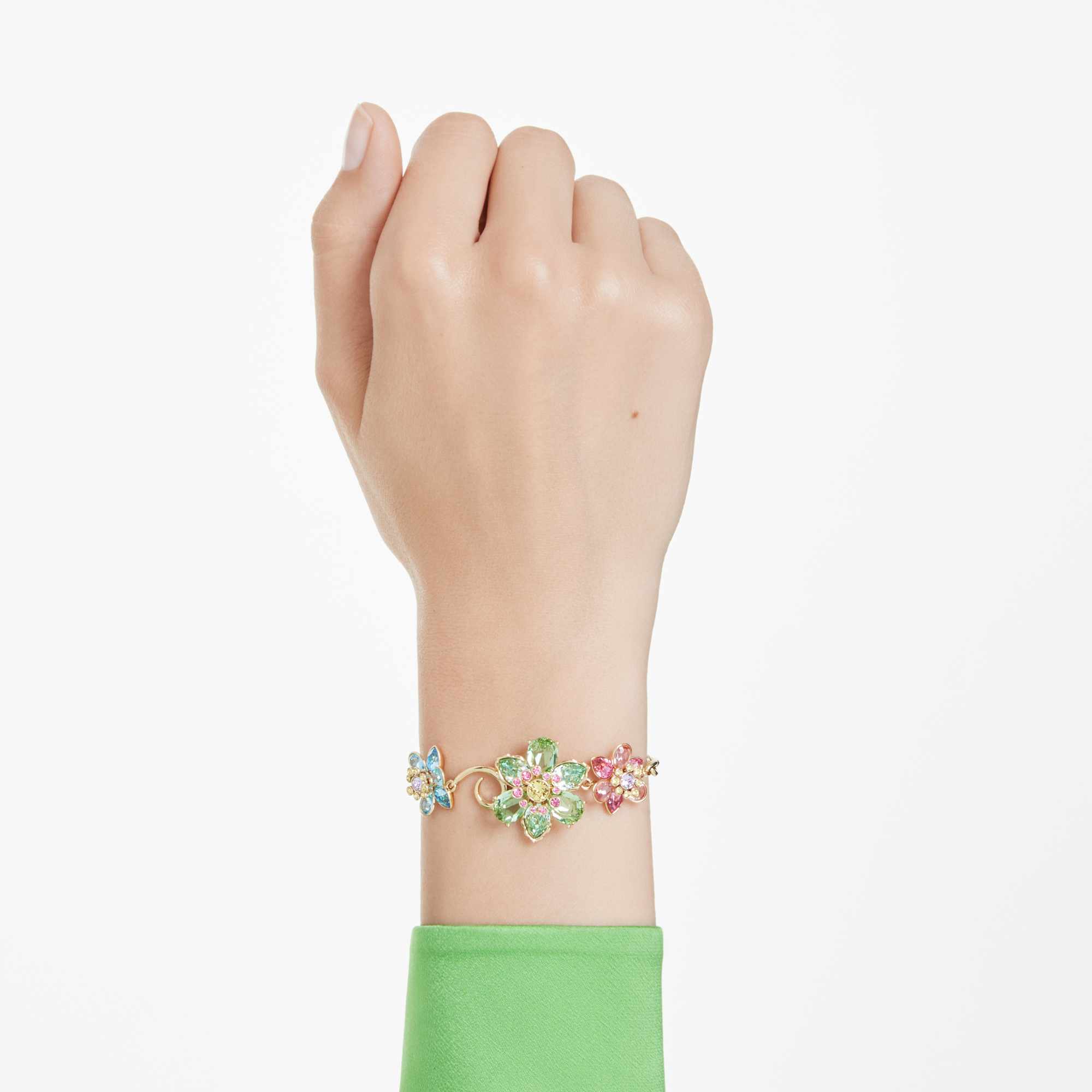 Idyllia bracelet Mixed cuts, Flower, Multicolored, Gold-tone plated - Image 6