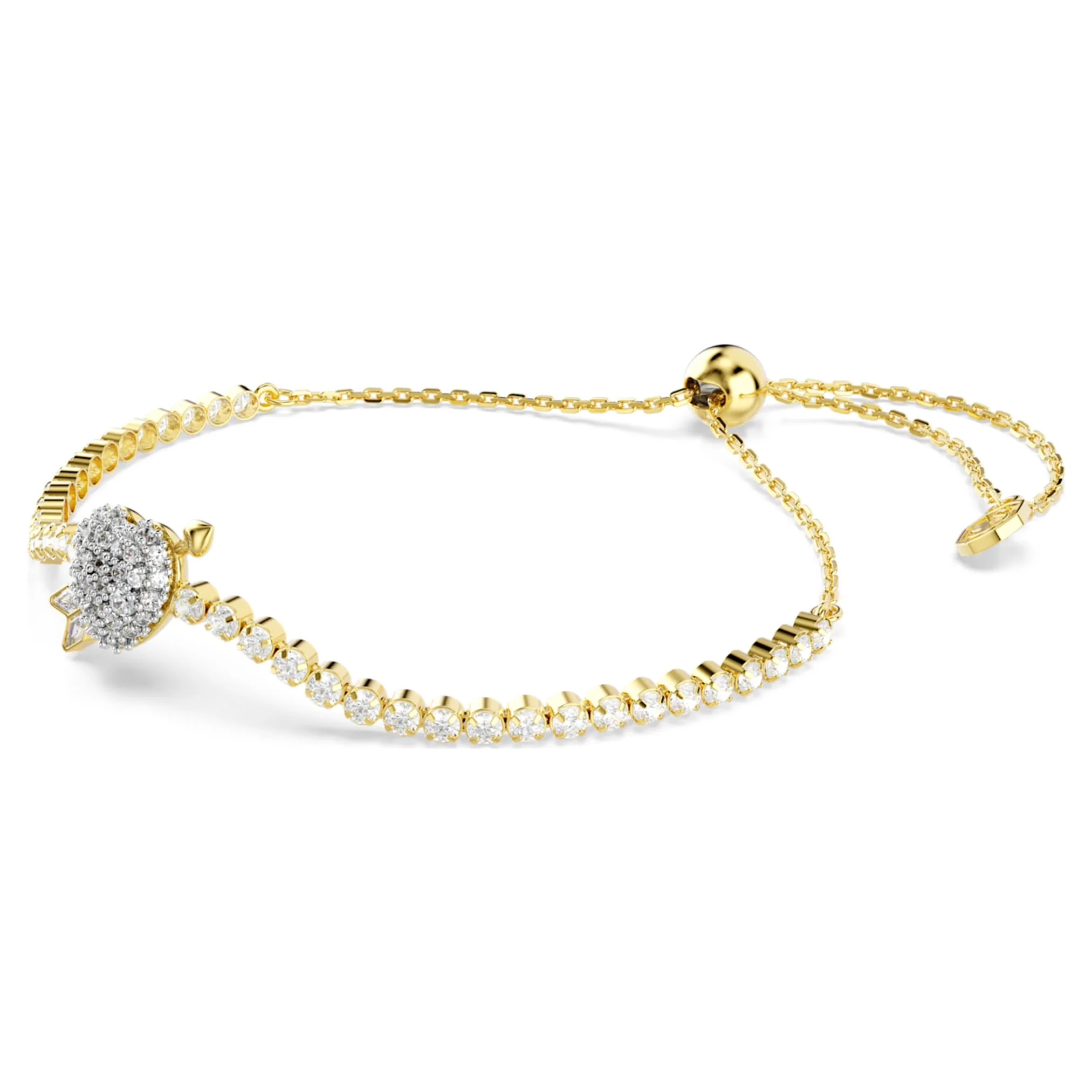Idyllia bracelet Mixed cuts, Heart with arrow, White, Gold-tone plated - Image 2