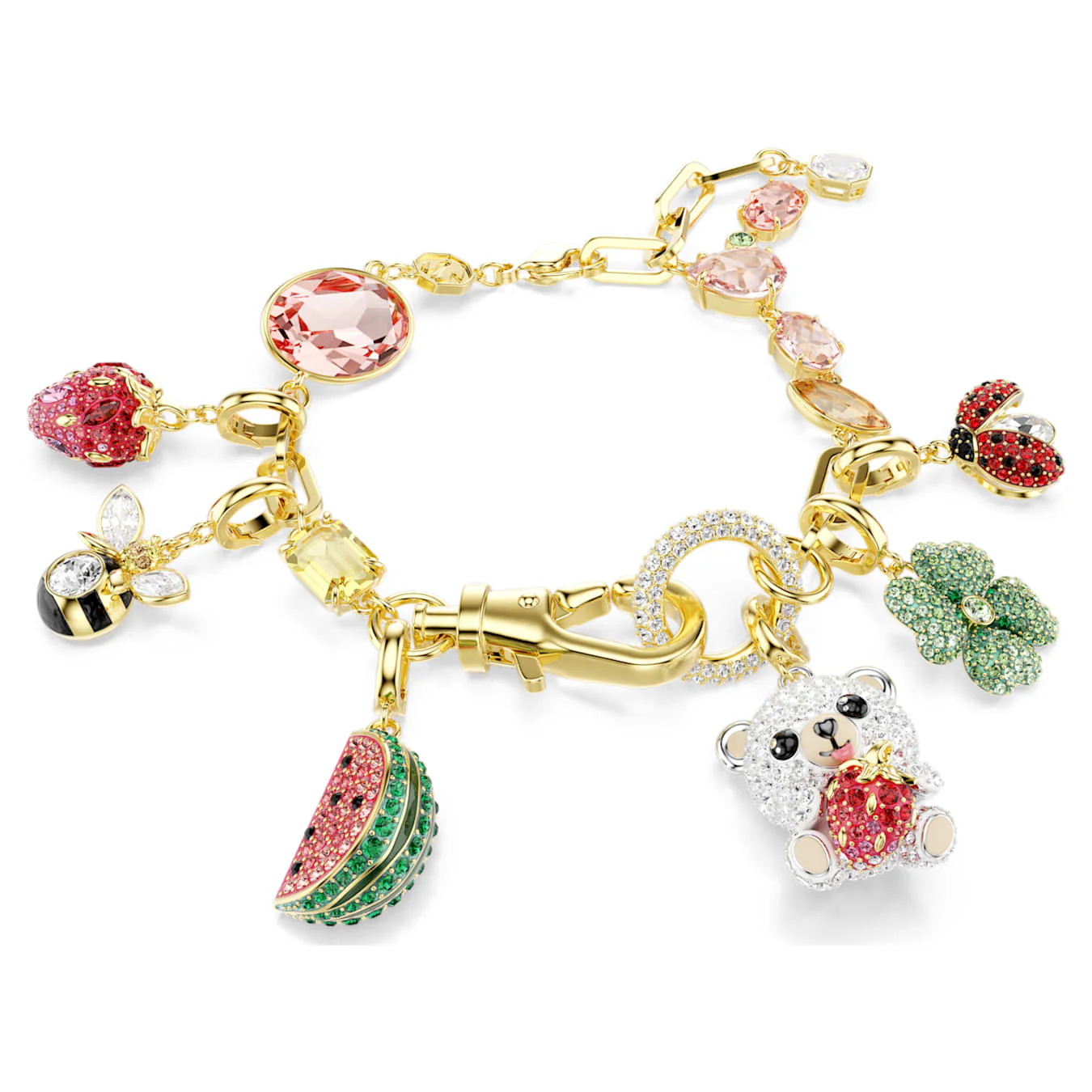 Idyllia bracelet Mixed cuts, Mixed motifs, Multicolored, 18K gold finish