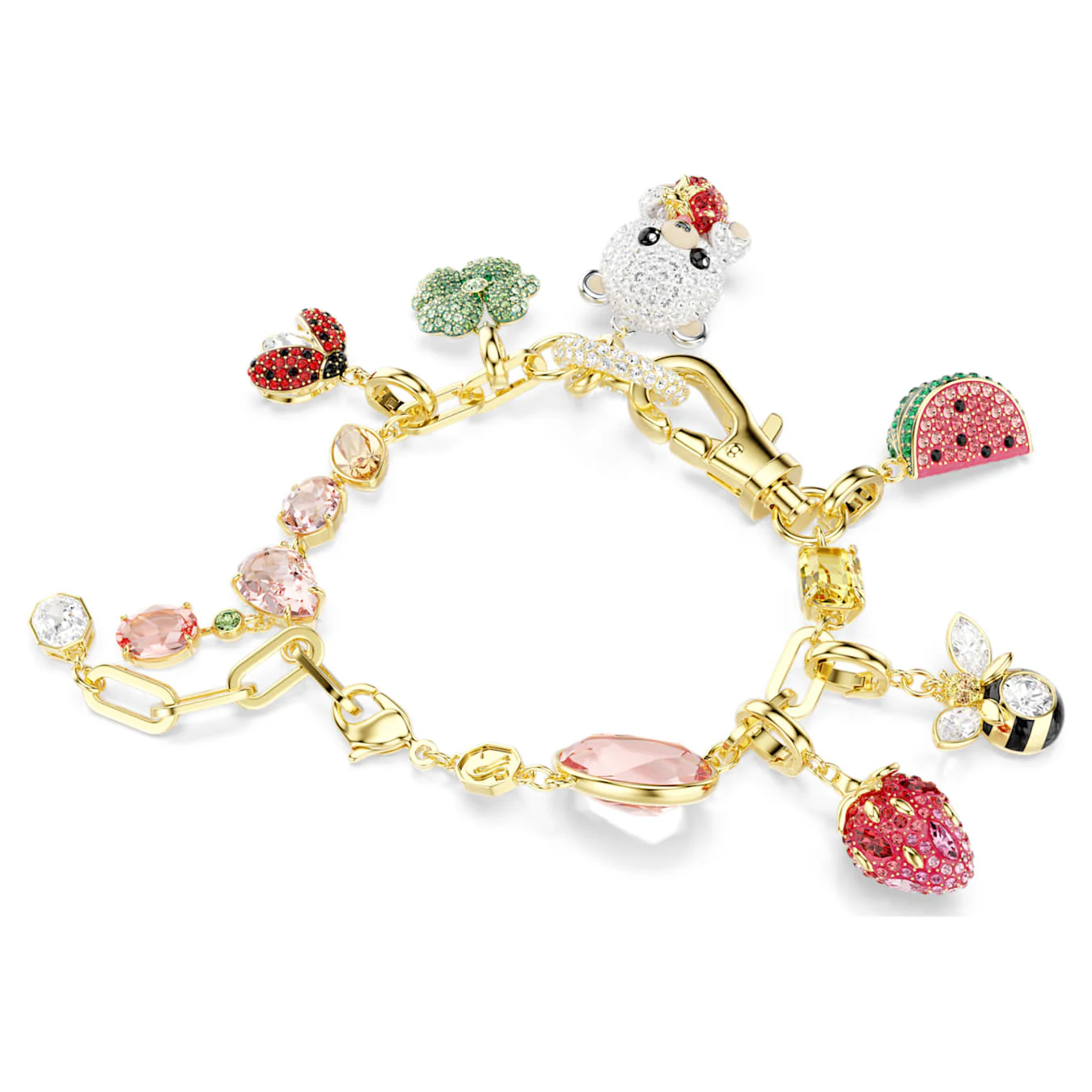 Idyllia bracelet Mixed cuts, Mixed motifs, Multicolored, 18K gold finish - Image 4