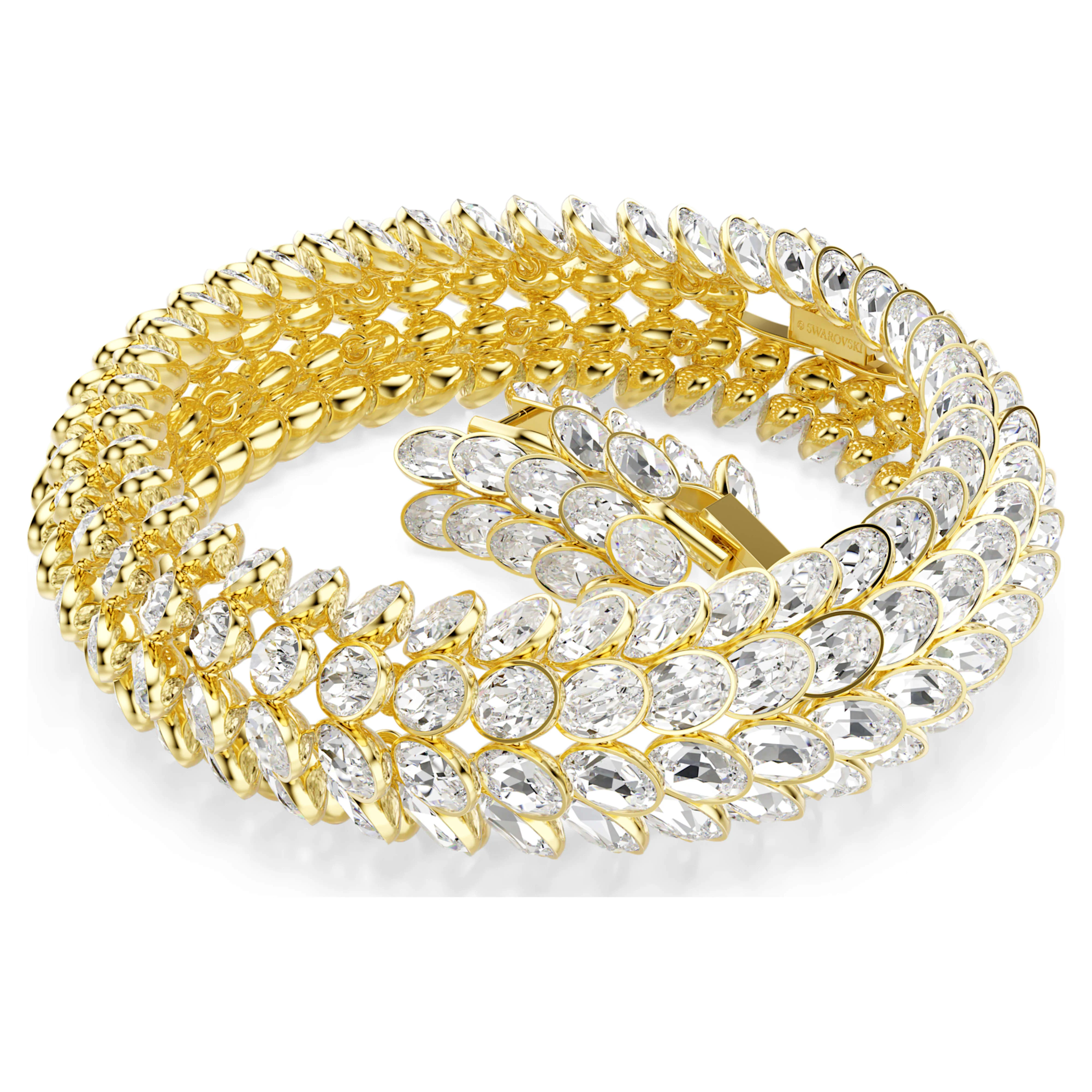 Idyllia bracelet Oval cut, White, Gold-tone plated - Image 2
