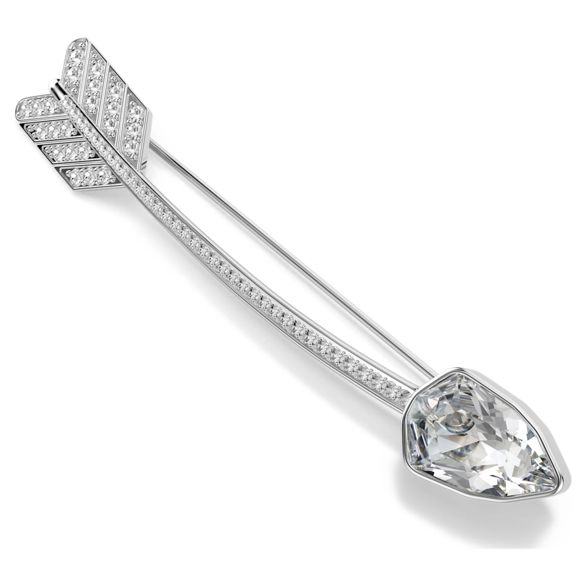 Idyllia brooch Mixed cuts, Arrow, White, Rhodium plated - Image 3
