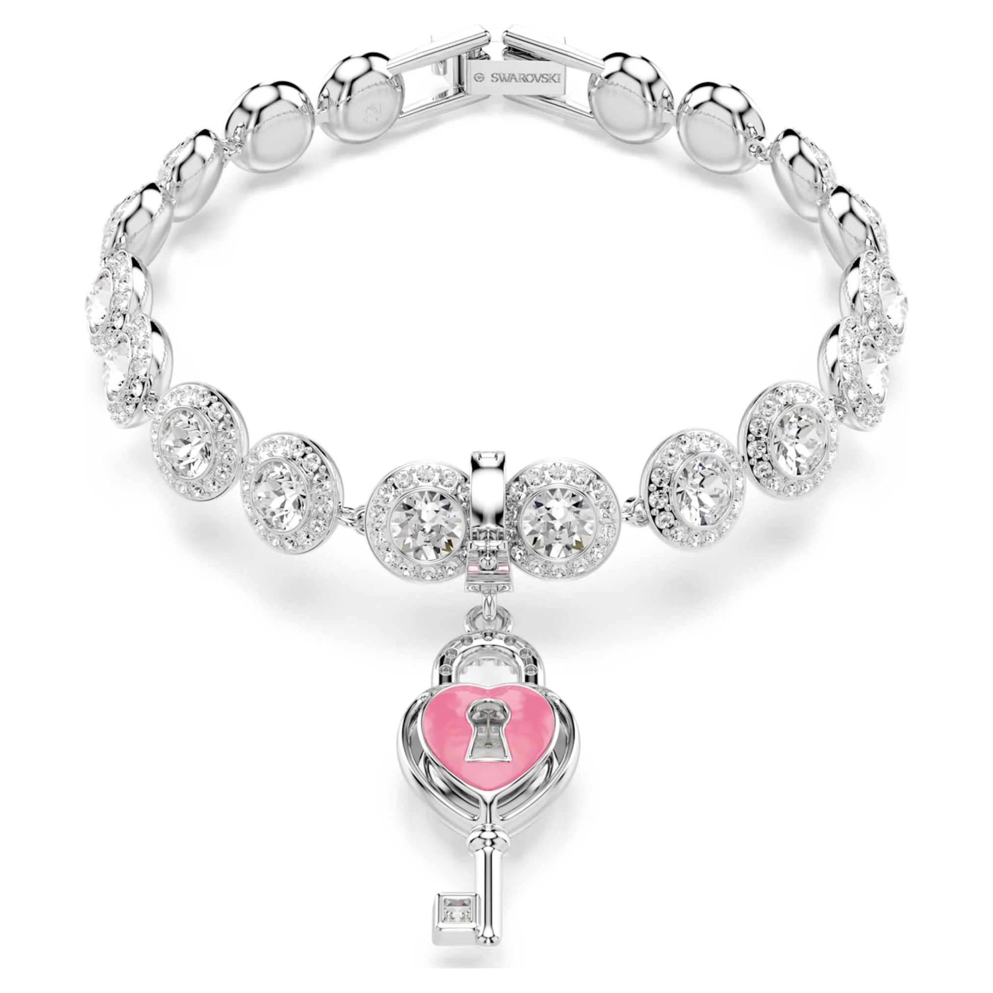 Idyllia charm Mixed cuts, Heart with key, White, Rhodium plated - Image 5