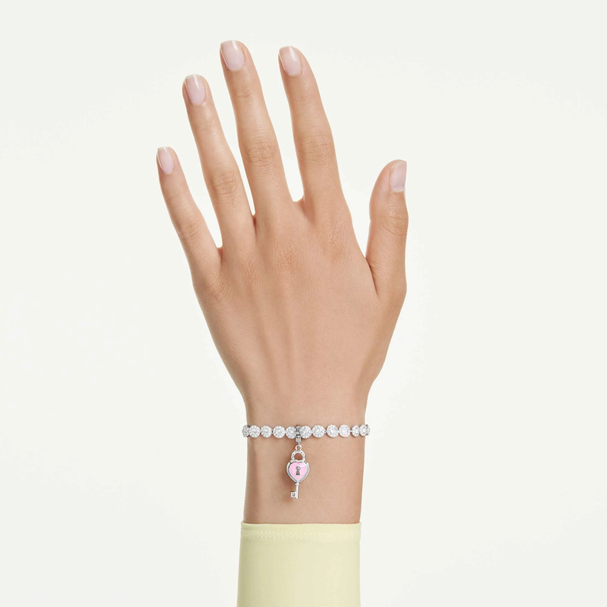 Idyllia charm Mixed cuts, Heart with key, White, Rhodium plated - Image 7