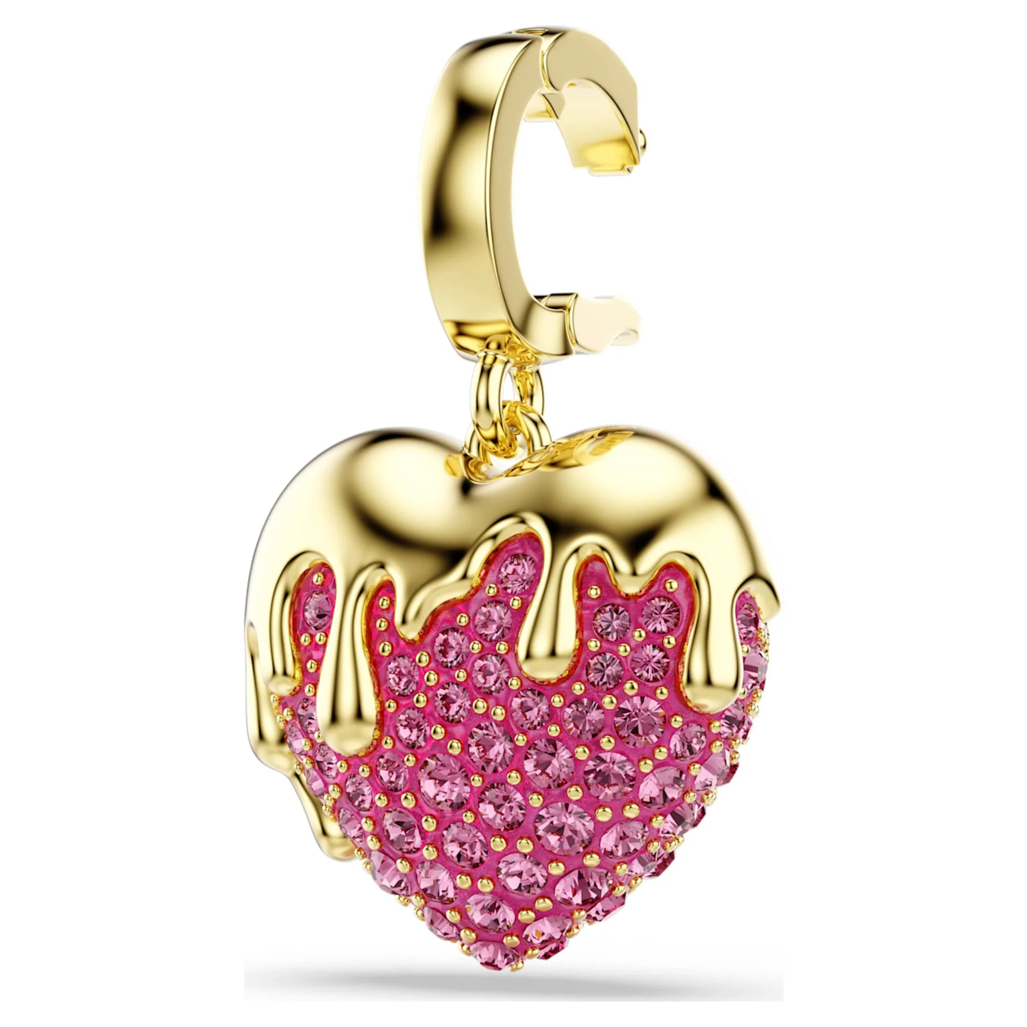 Idyllia charm Round cut, Heart, Pink, Gold-tone plated - Image 3