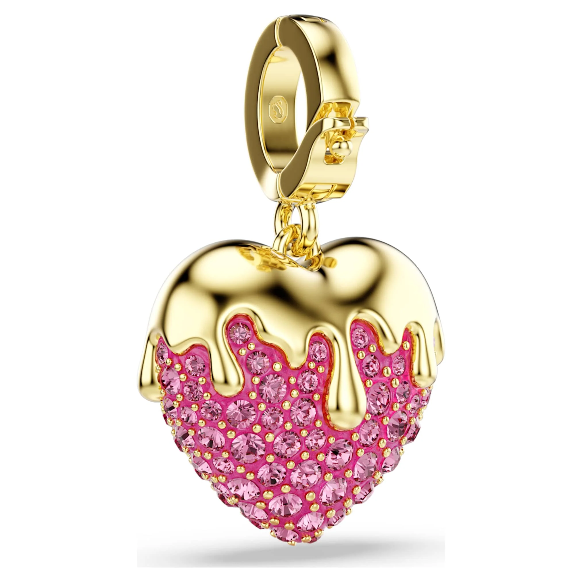 Idyllia charm Round cut, Heart, Pink, Gold-tone plated - Image 5