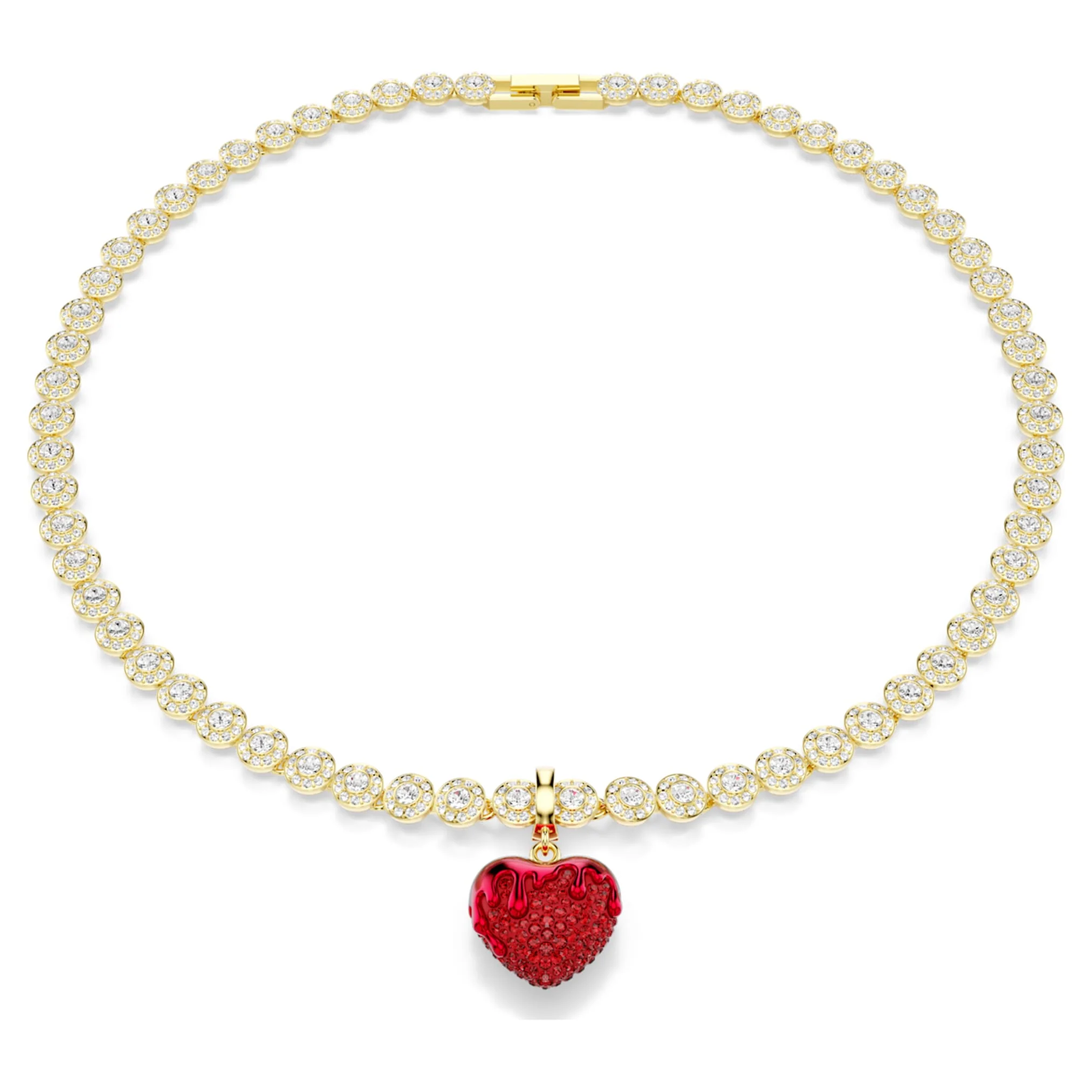 Idyllia charm Round cut, Heart, Red, Gold-tone plated - Image 6