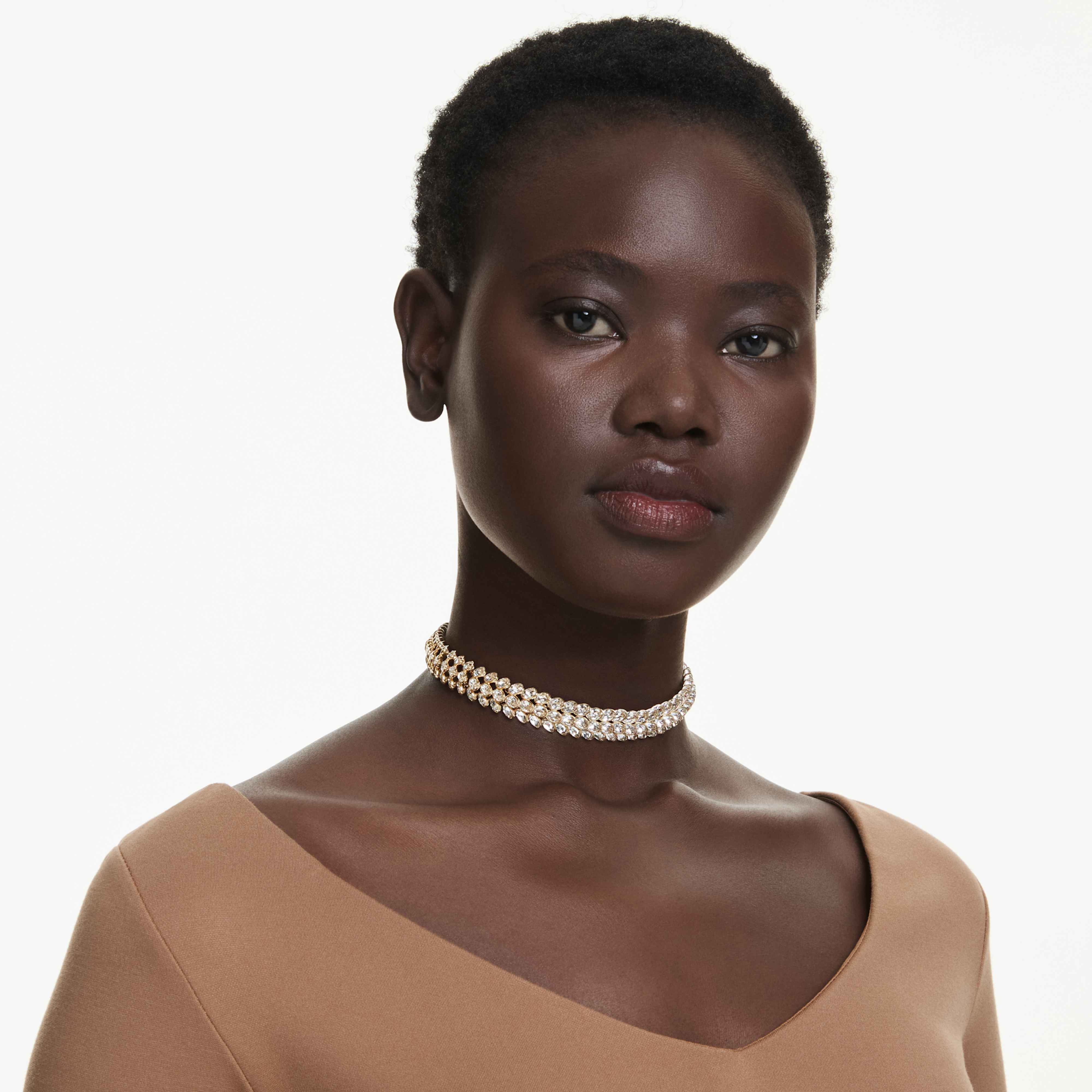 Idyllia choker Oval cut, White, Gold-tone plated - Image 6