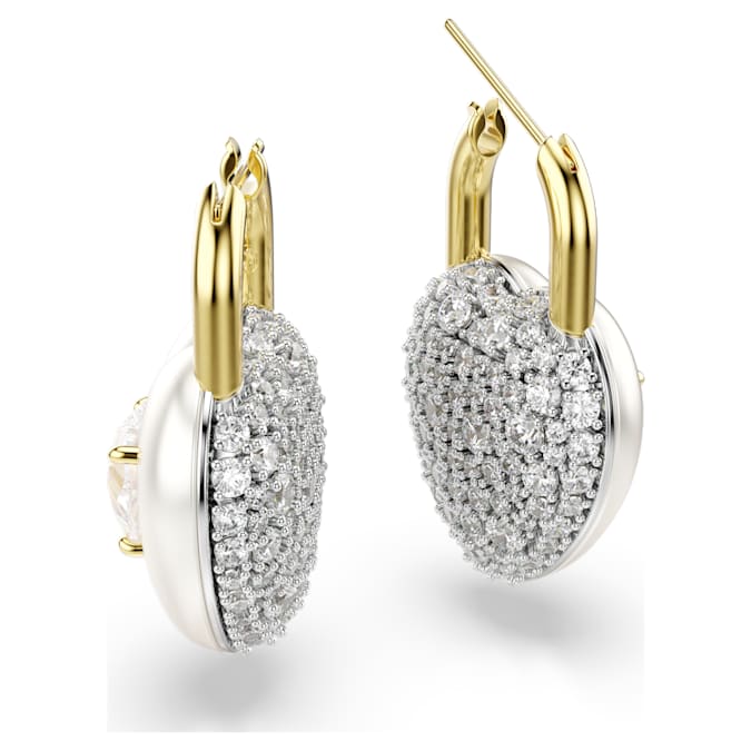 Idyllia drop earrings Mixed cuts, Heart, White, Gold-tone plated - Image 3