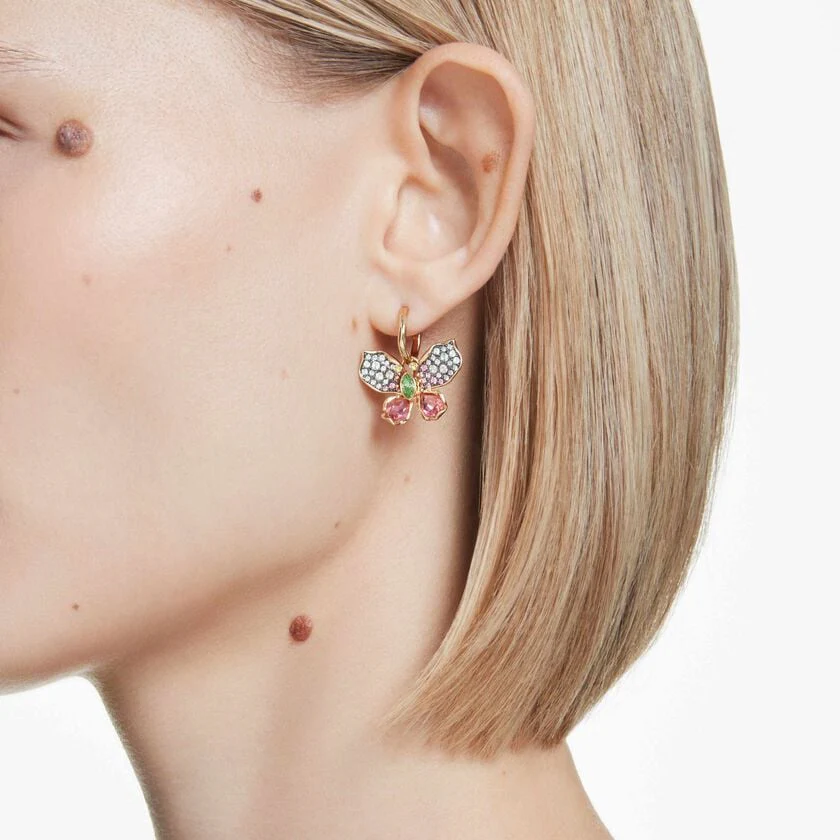 Idyllia drop earrings, Mixed cuts, Pavé, Butterfly, Multicolored, Mixed metal finish - Image 5