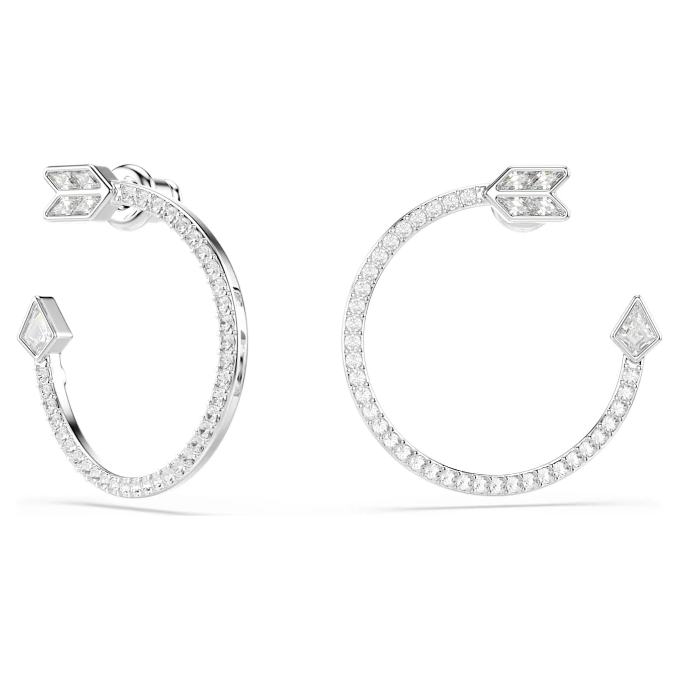 Idyllia hoop earrings Mixed cuts, Arrow, White, Rhodium plated - Image 2