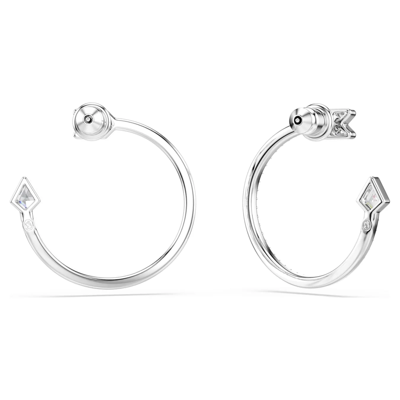 Idyllia hoop earrings Mixed cuts, Arrow, White, Rhodium plated - Image 4