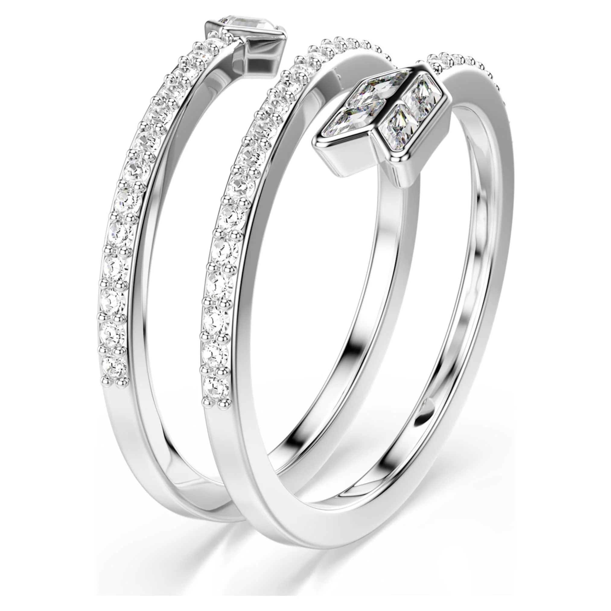 Idyllia motif ring Mixed cuts, Arrow, White, Rhodium plated - Image 2