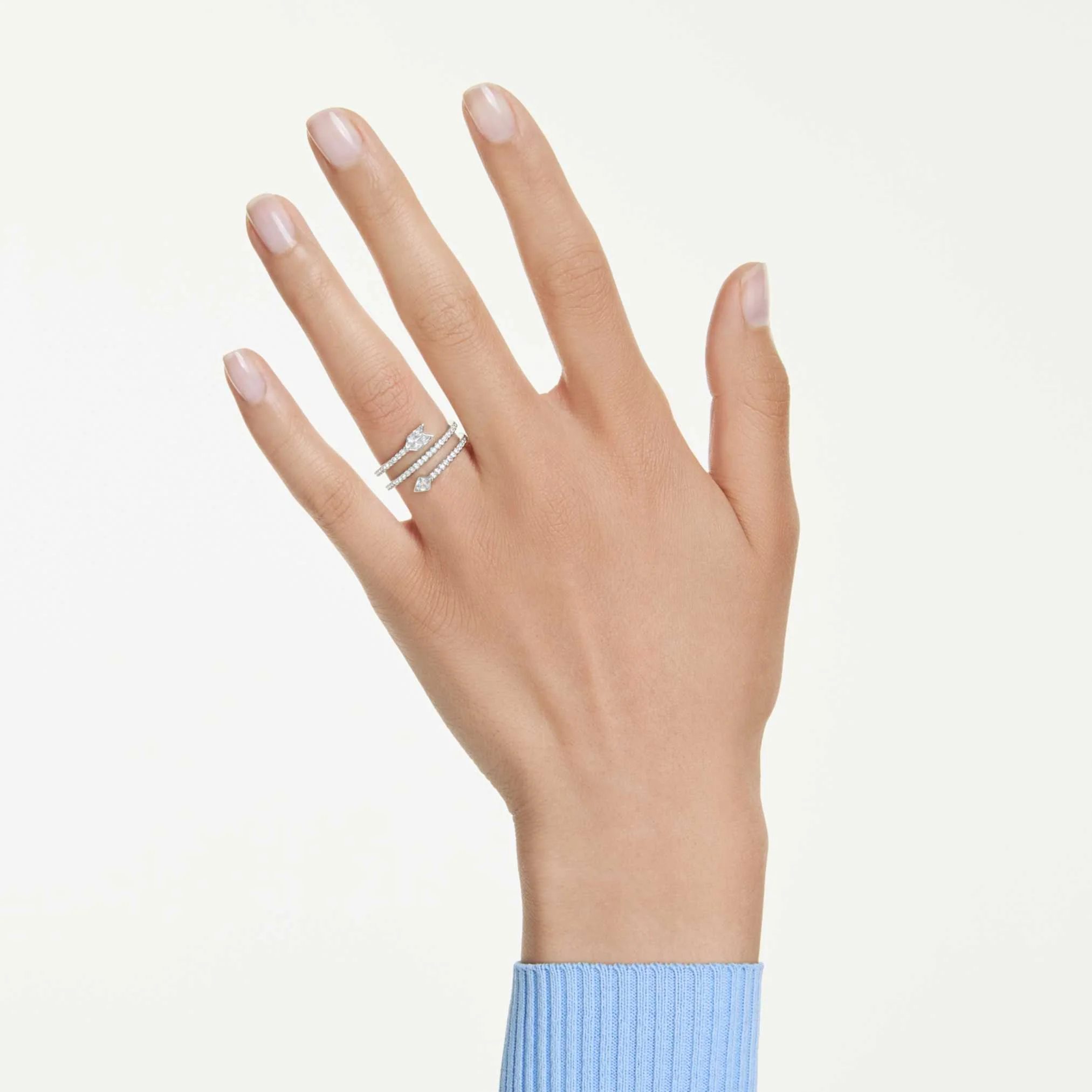 Idyllia motif ring Mixed cuts, Arrow, White, Rhodium plated - Image 5