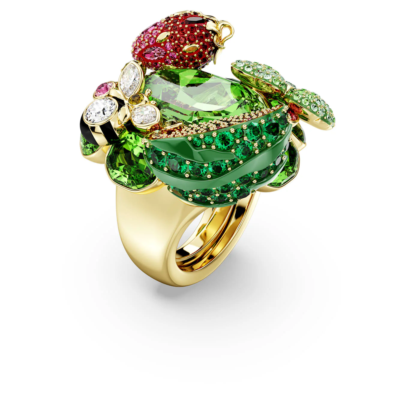 Idyllia motif ring Multicolored, Gold-tone plated - Image 2