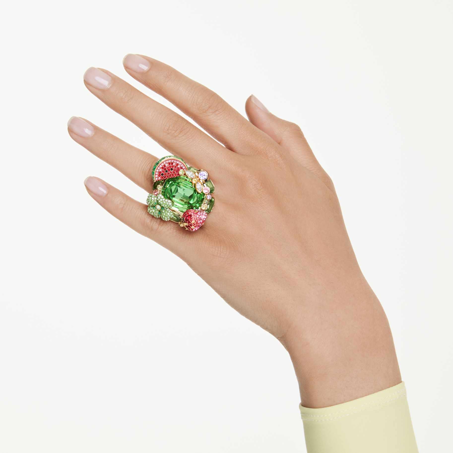 Idyllia motif ring Multicolored, Gold-tone plated - Image 5