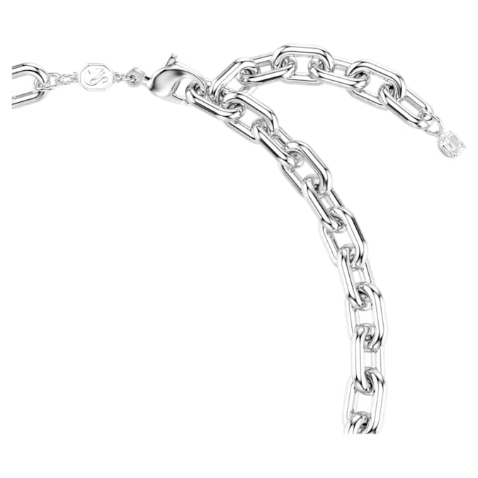 Idyllia necklace Crystal pearl, Mixed cuts, White, Rhodium plated - Image 3