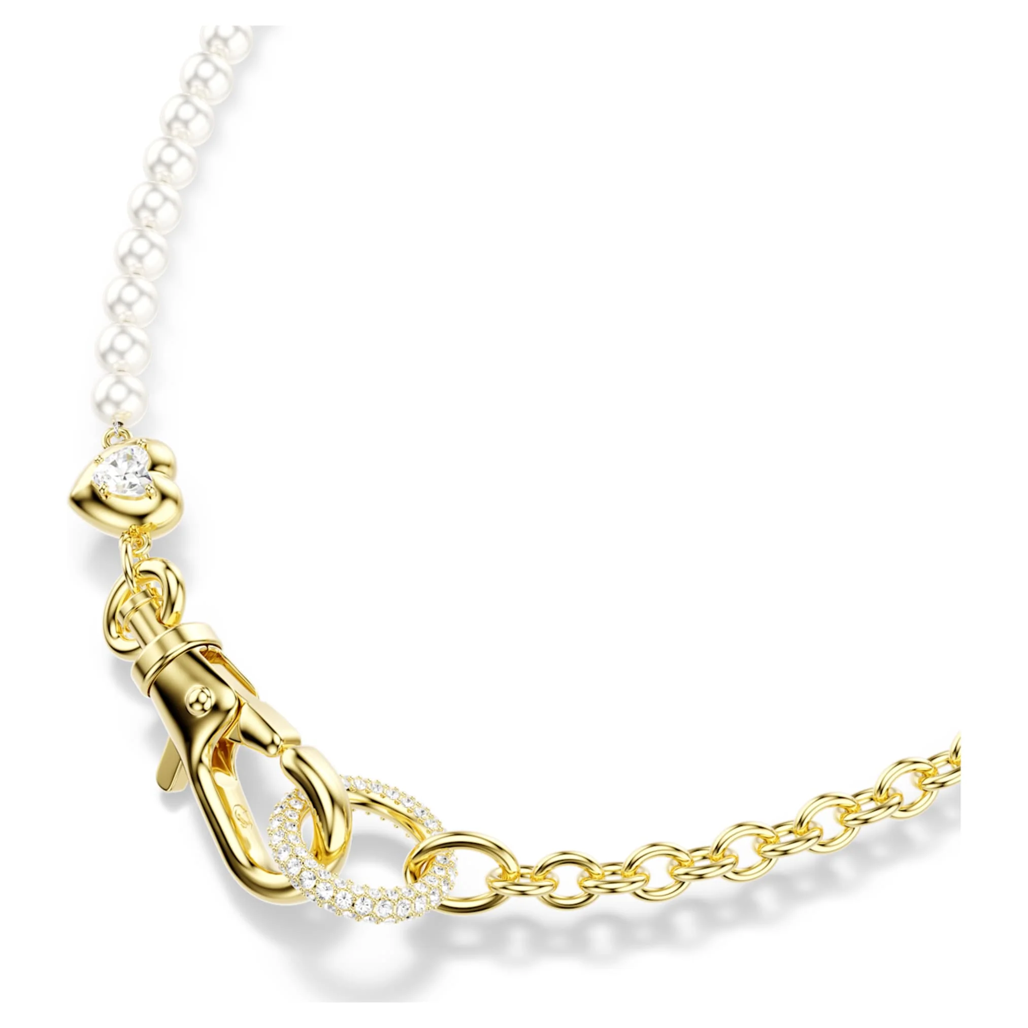 Idyllia necklace Crystal pearl, White, Gold-tone plated - Image 5