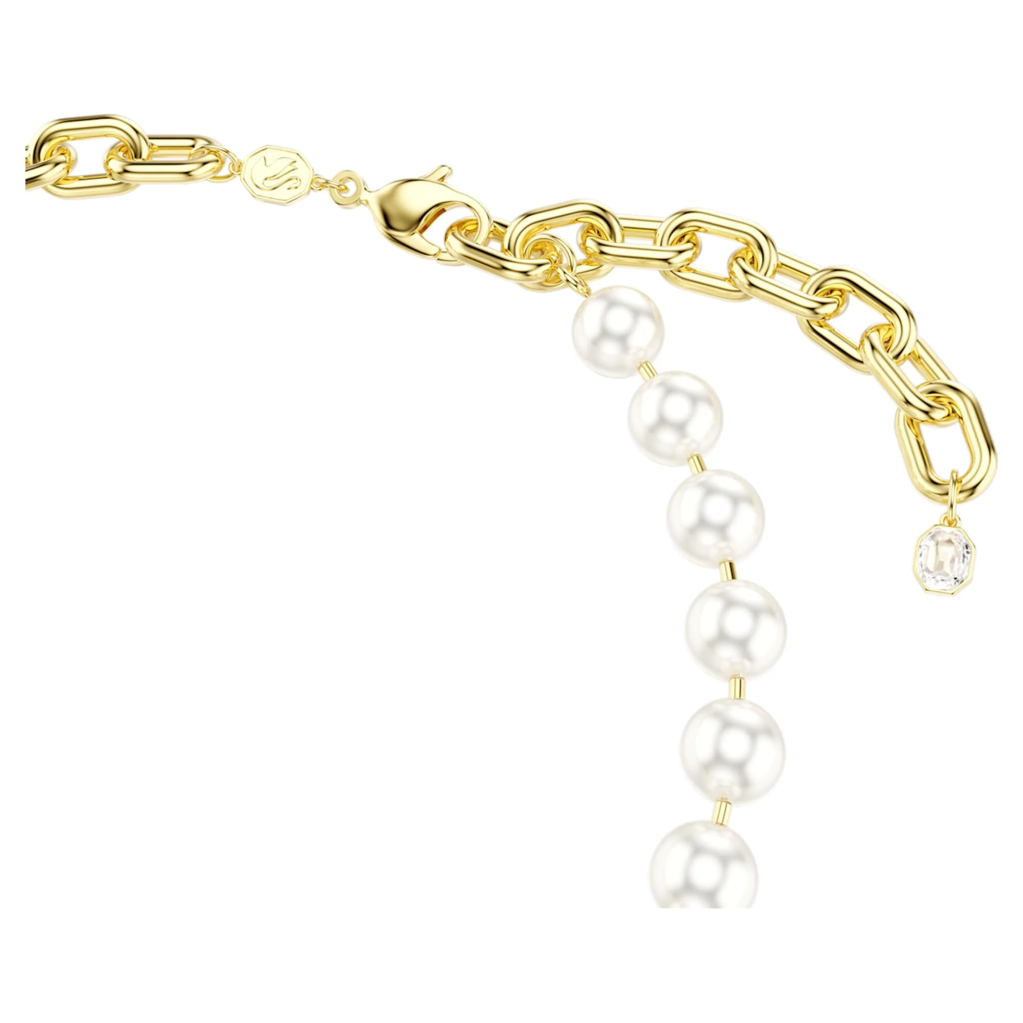 Idyllia necklace Crystal pearl, White, Gold-tone plated - Image 3